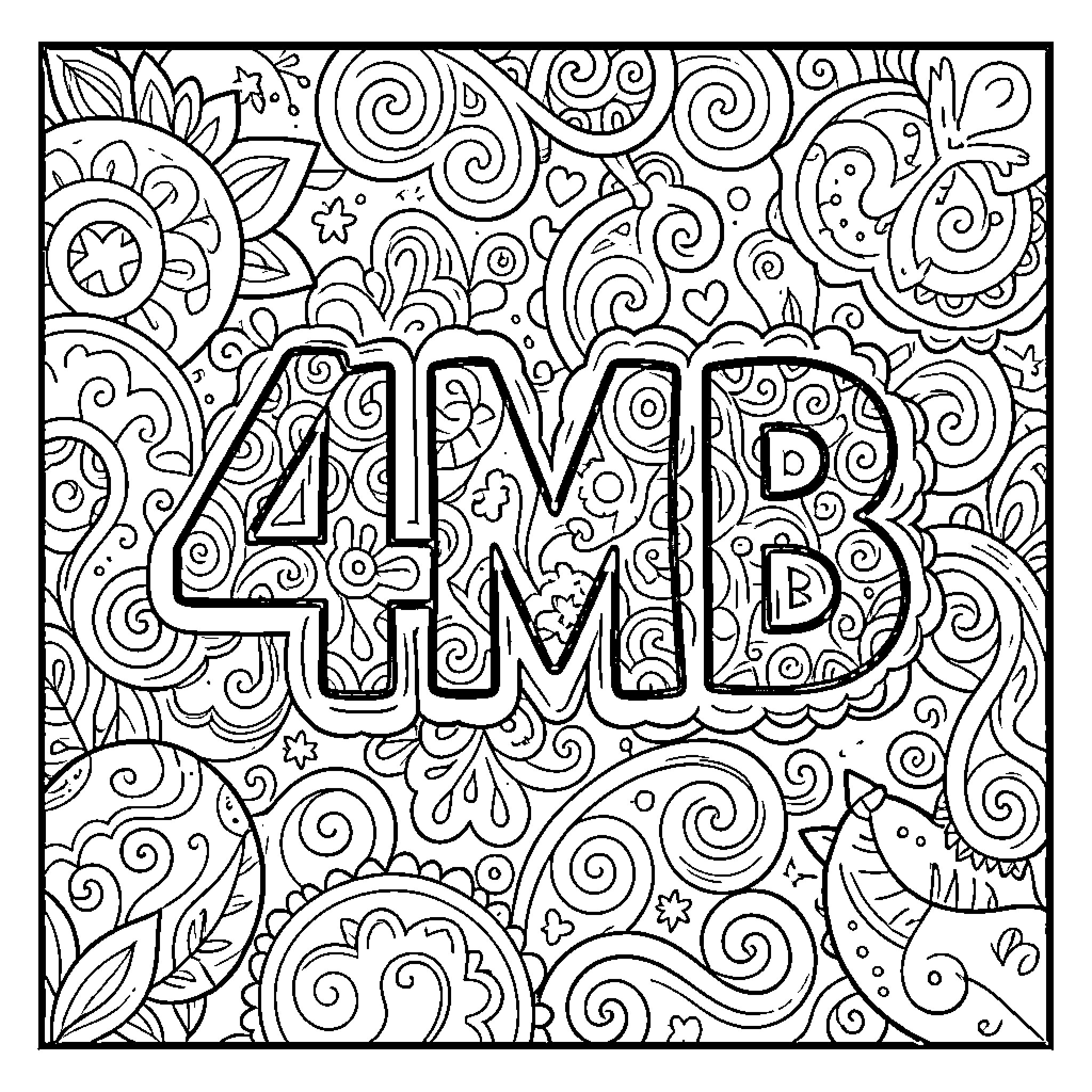 4MB intricate floral and swirl patterns Coloring Page (free black-and-white line drawing printable PDF for all, from beginners to advanced learners, including children, teens, adults, and seniors)