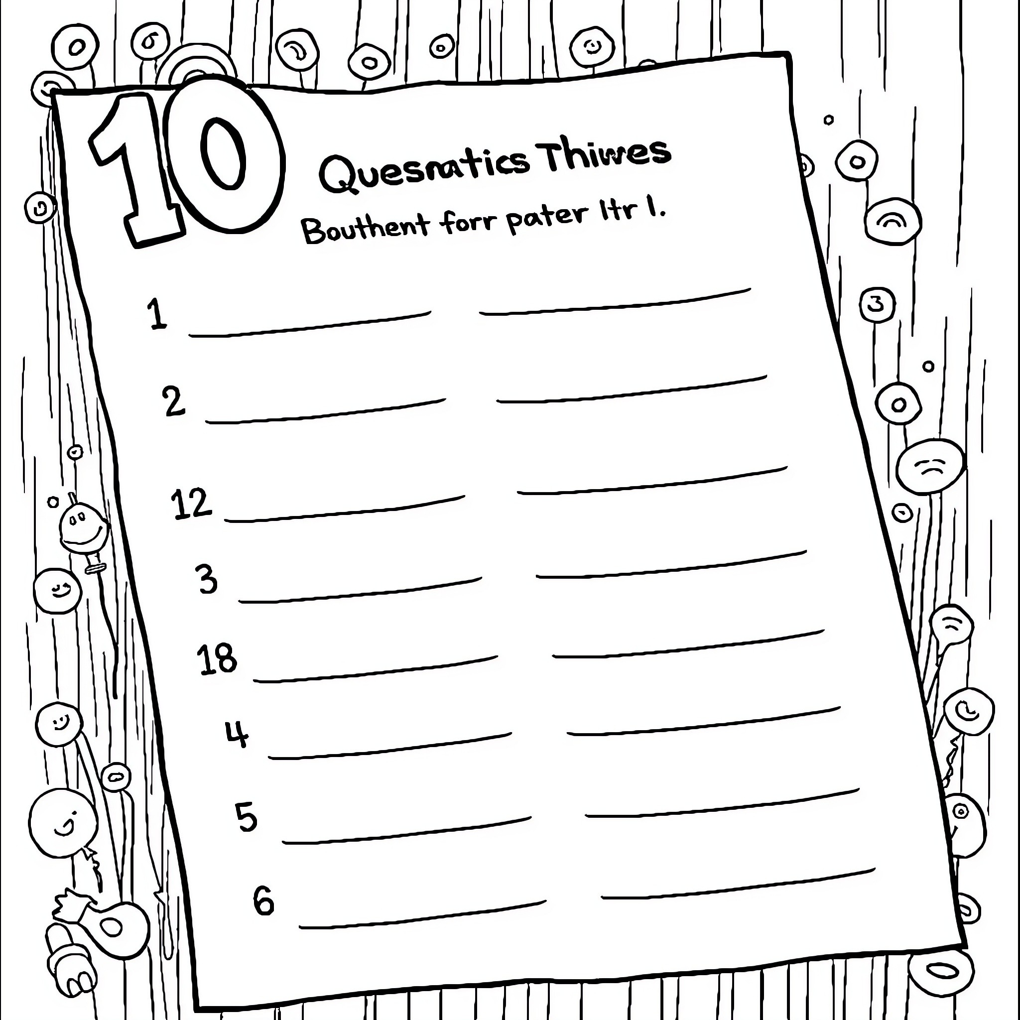 Question About Arithmetic Problems on Worksheet Coloring Page (free black-and-white line drawing printable PDF for all, from beginners to advanced learners, including children, teens, adults, and seniors)