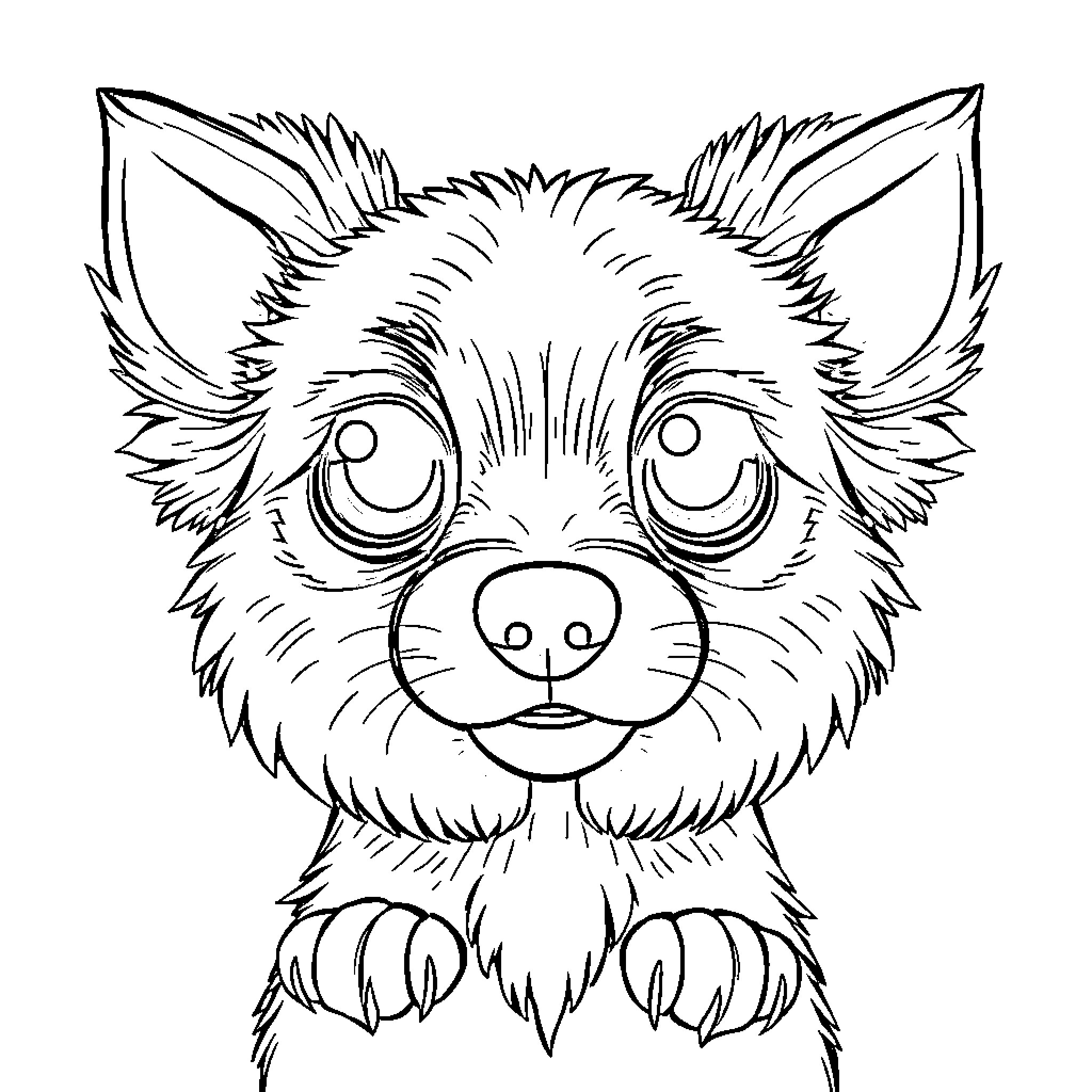 Dog with cute and expressive face Coloring Page (free black-and-white line drawing printable PDF for all, from beginners to advanced learners, including children, teens, adults, and seniors)