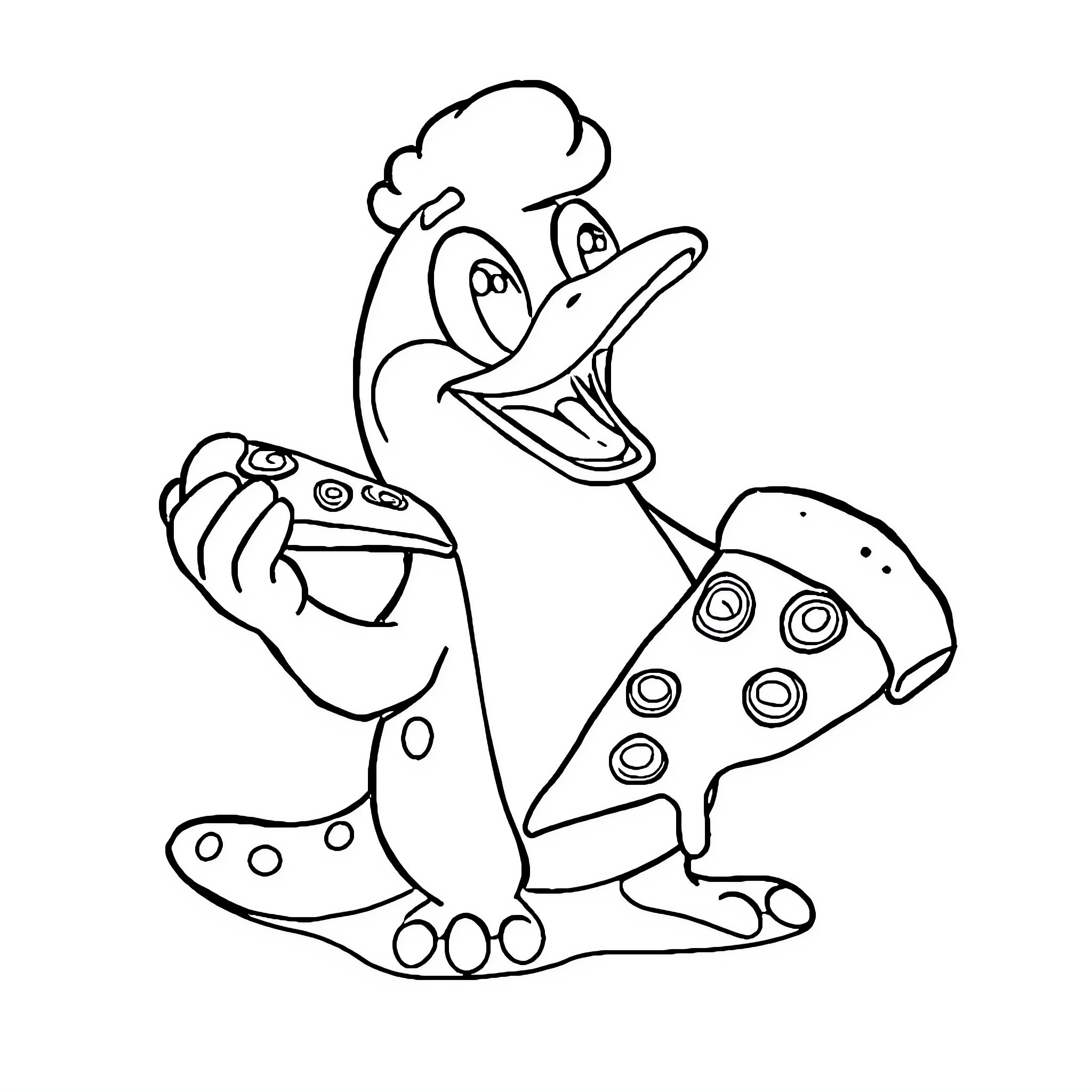 Platypus playing video games excitedly Coloring Page (free black-and-white line drawing printable PDF for all, from beginners to advanced learners, including children, teens, adults, and seniors)