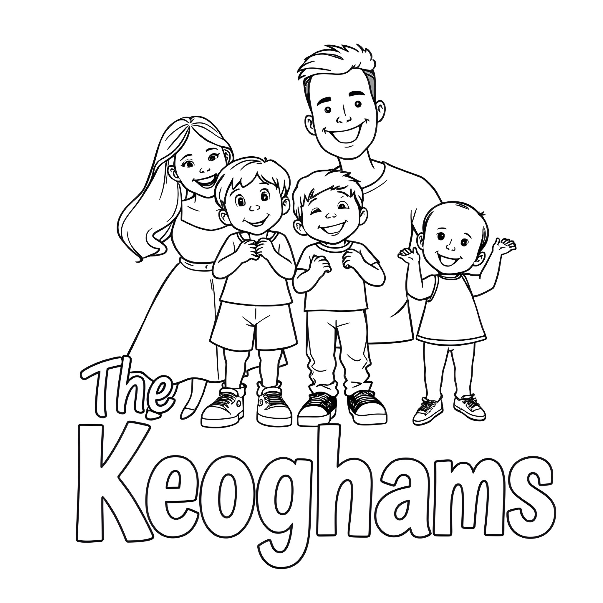 Family enjoying time together Coloring Page (free black-and-white line drawing printable PDF for all, from beginners to advanced learners, including children, teens, adults, and seniors)