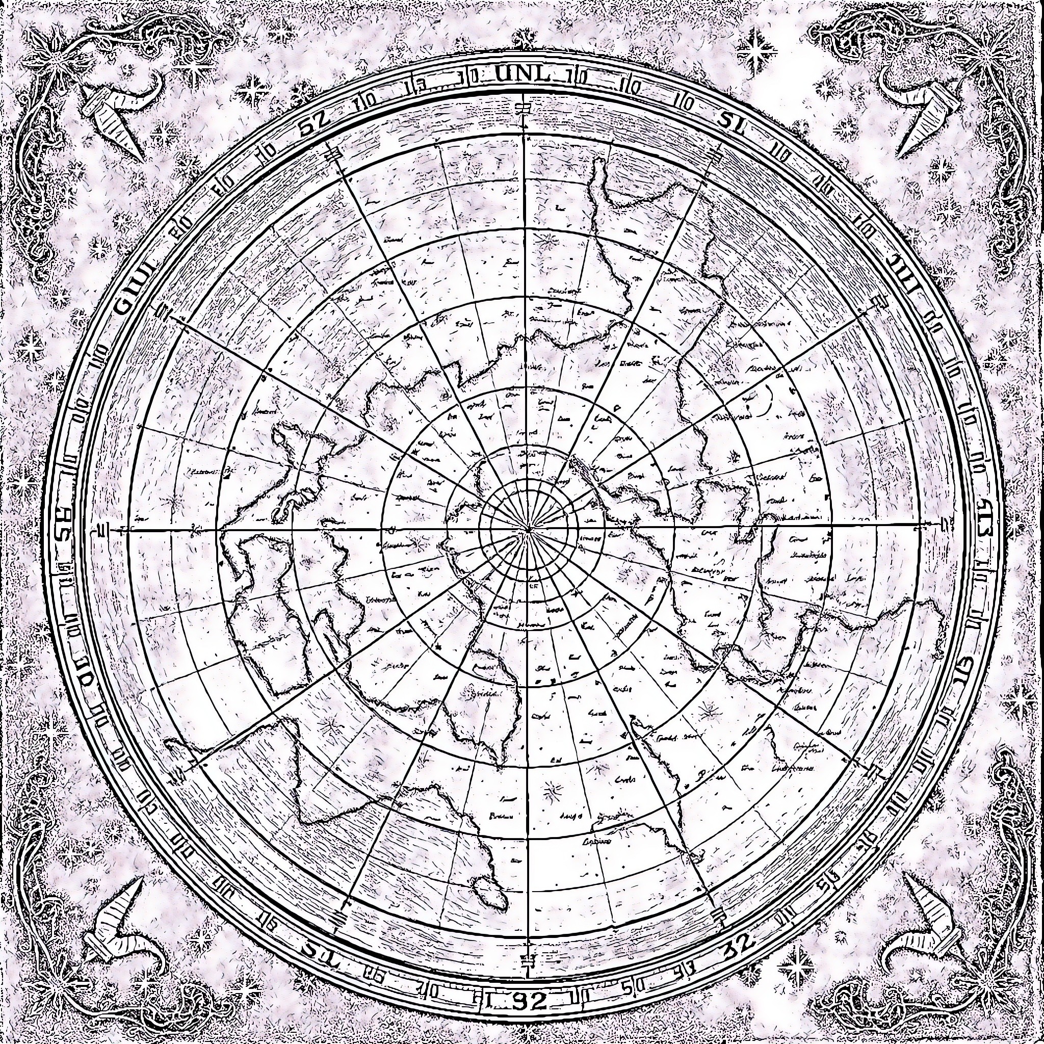 Star Map of the Celestial Sphere Coloring Page (free black-and-white line drawing printable PDF for all, from beginners to advanced learners, including children, teens, adults, and seniors)