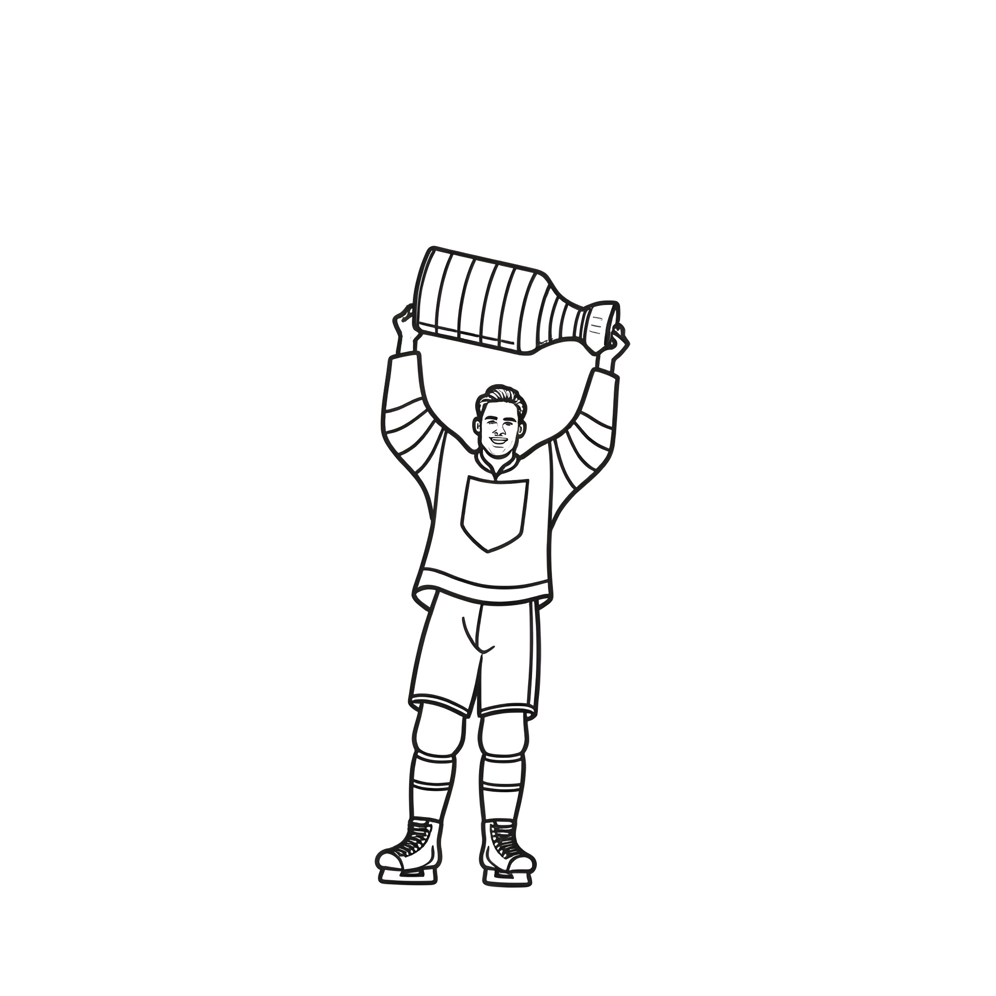 Auston Matthews celebrating after a game Coloring Page (free black-and-white line drawing printable PDF for all, from beginners to advanced learners, including children, teens, adults, and seniors)
