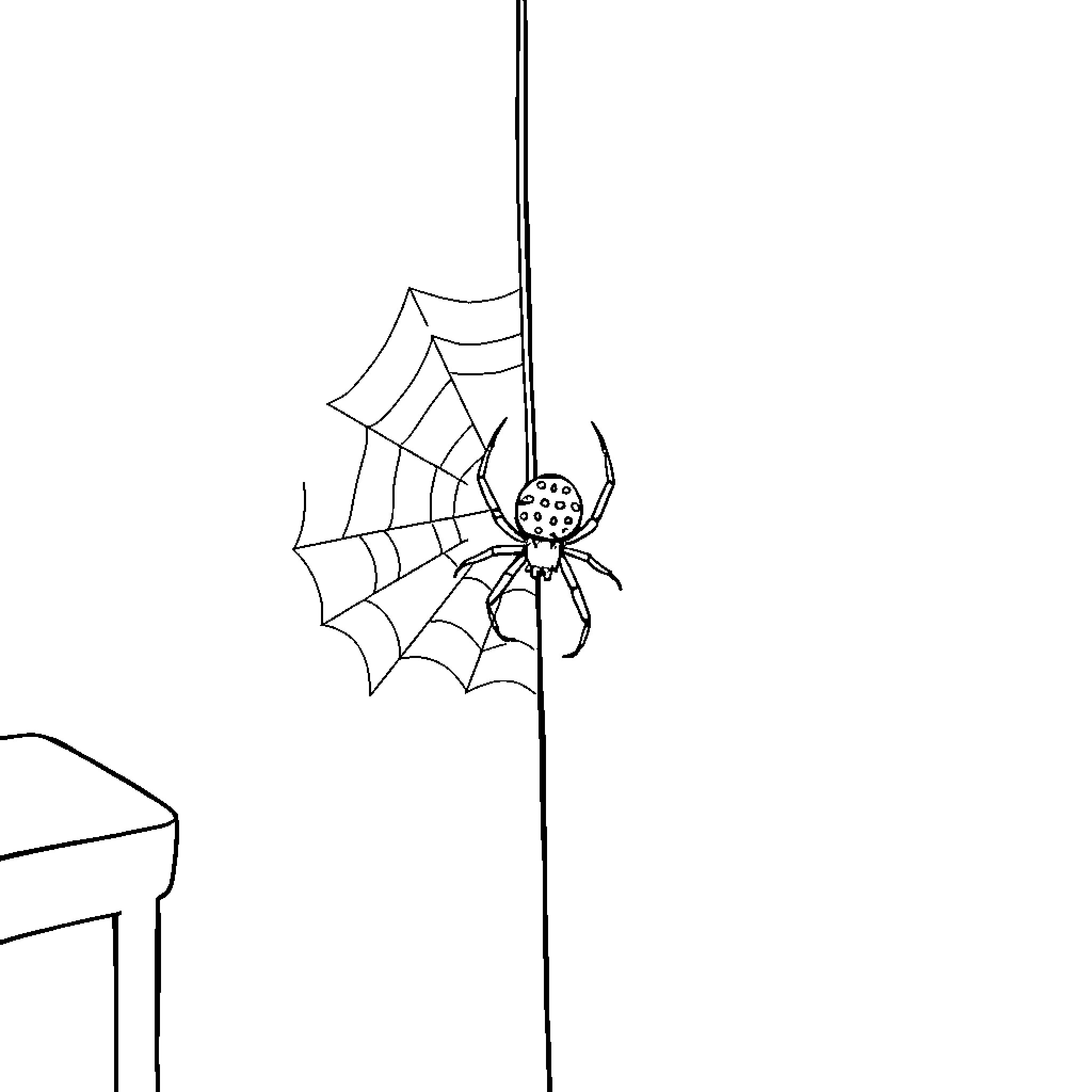 Spider crawling on its web Coloring Page (free black-and-white line drawing printable PDF for all, from beginners to advanced learners, including children, teens, adults, and seniors)