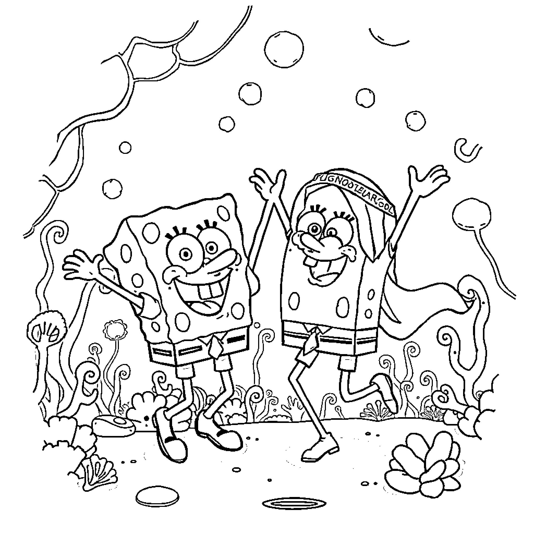 Rumi's joyful underwater adventure with friends Coloring Page (free black-and-white line drawing printable PDF for all, from beginners to advanced learners, including children, teens, adults, and seniors)