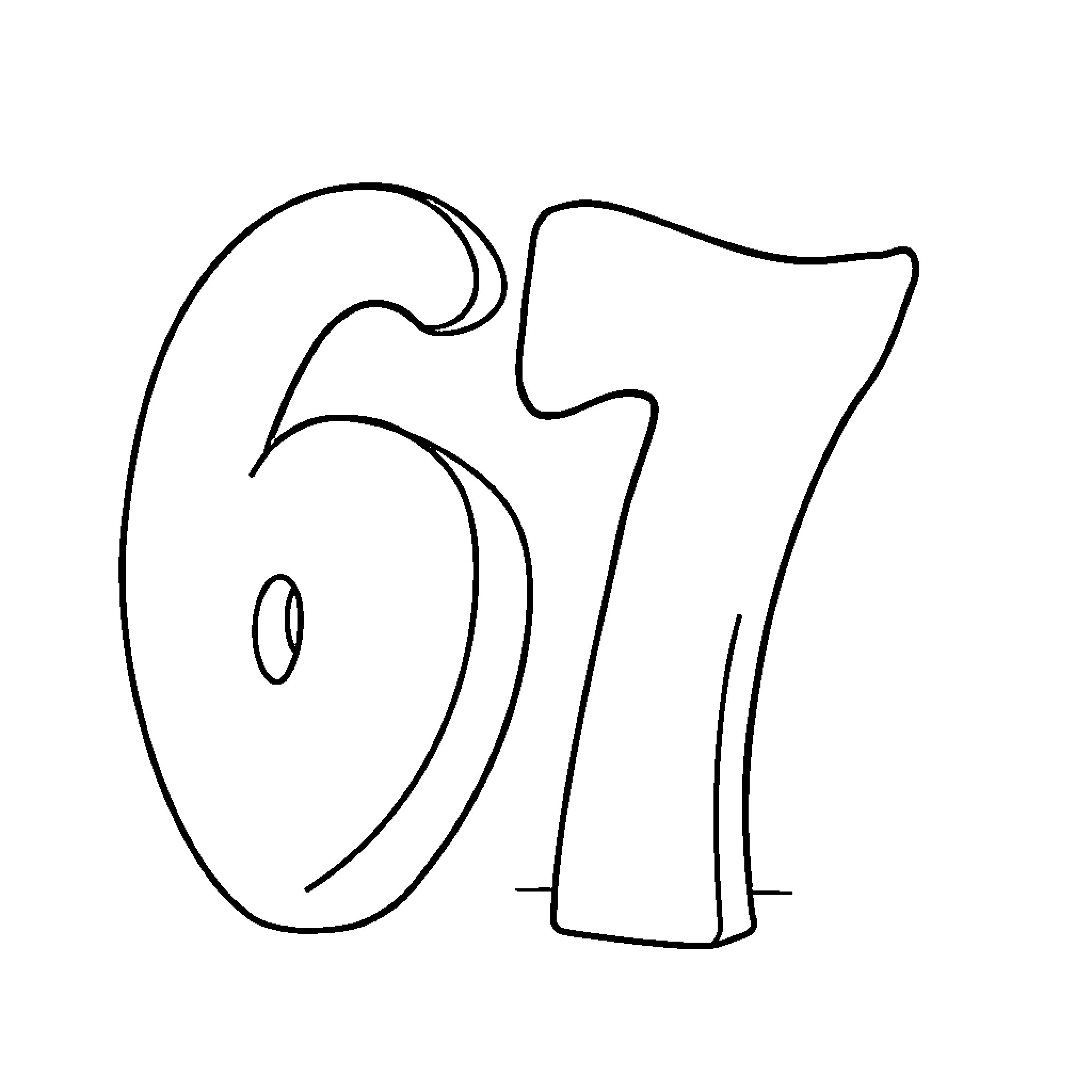 Number 667 Outlined in Thick Black Lines Coloring Page (free black-and-white line drawing printable PDF for all, from beginners to advanced learners, including children, teens, adults, and seniors)