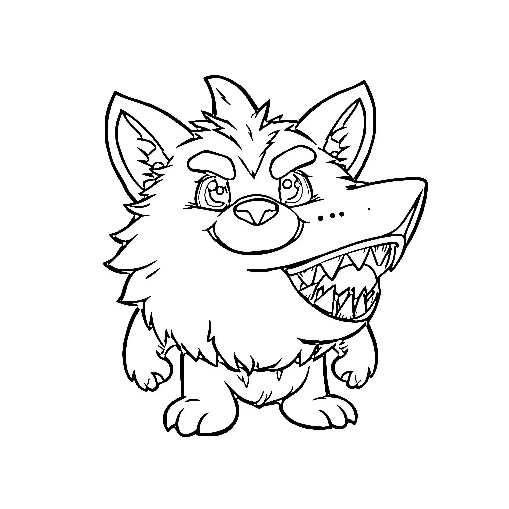 Mascot of a playful and mischievous furry creature Coloring Page (free black-and-white line drawing printable PDF for all, from beginners to advanced learners, including children, teens, adults, and seniors)