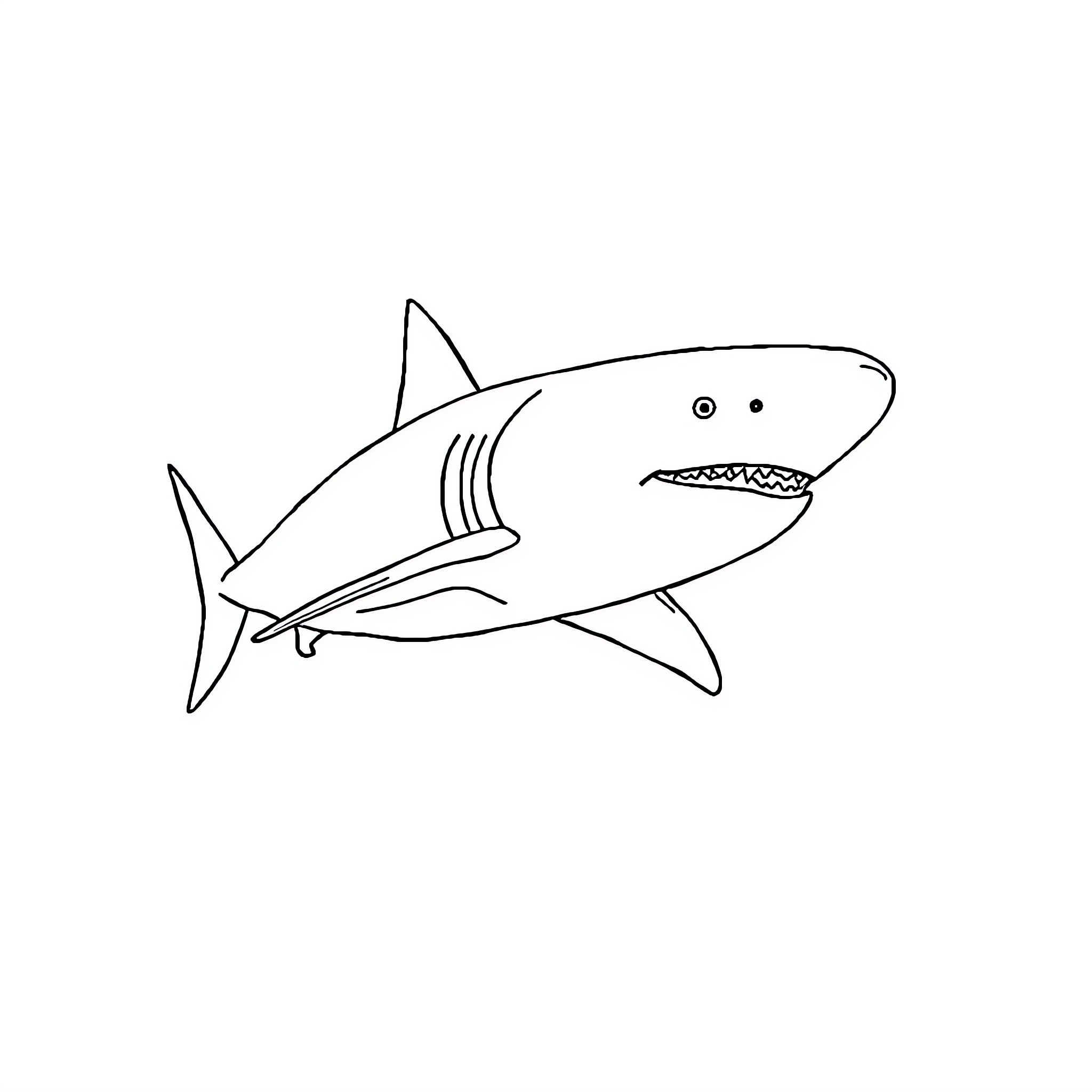Shark swimming aggressively Coloring Page (free black-and-white line drawing printable PDF for all, from beginners to advanced learners, including children, teens, adults, and seniors)