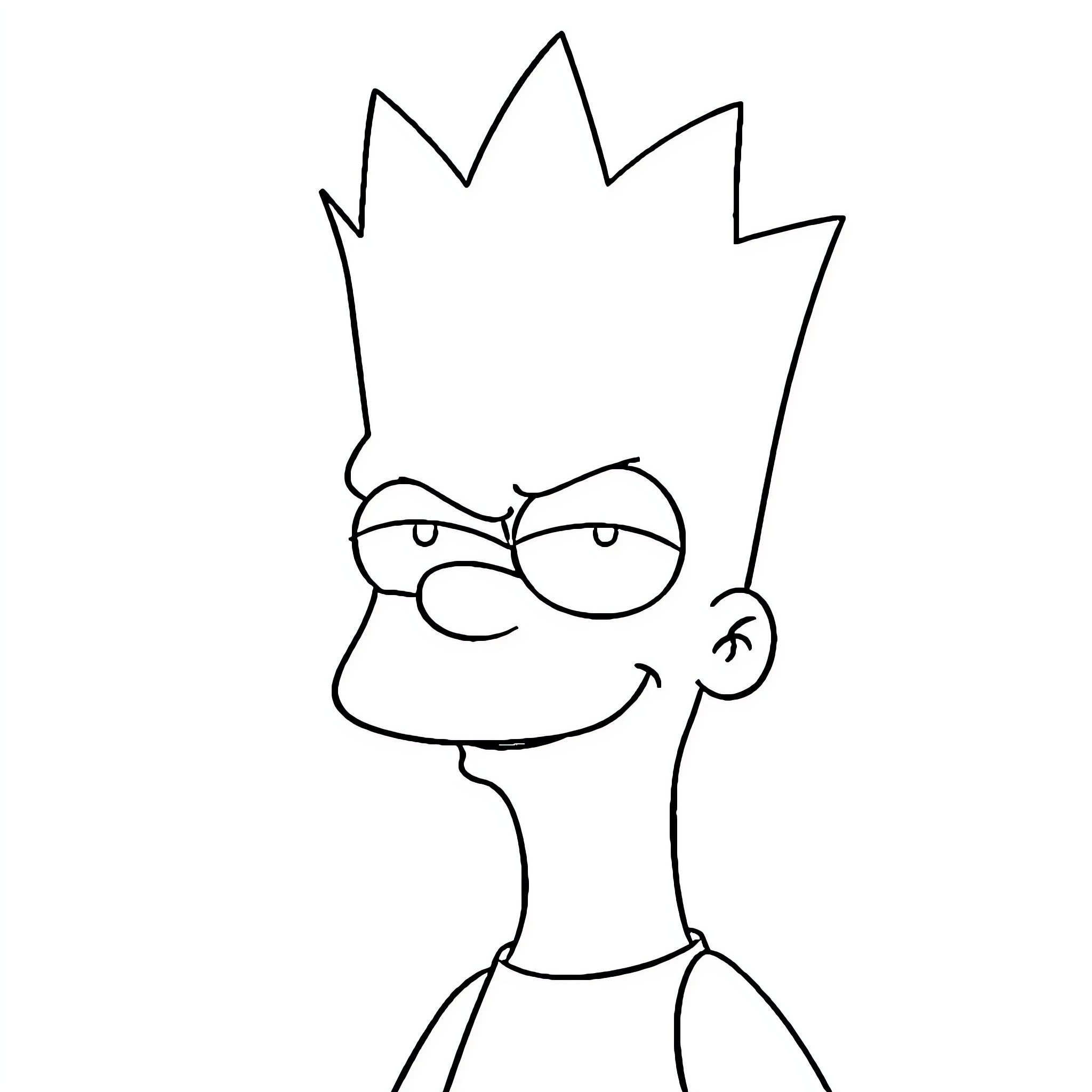 Bart Simpson's Playful Cartoon Sketch Coloring Page (free black-and-white line drawing printable PDF for all, from beginners to advanced learners, including children, teens, adults, and seniors)