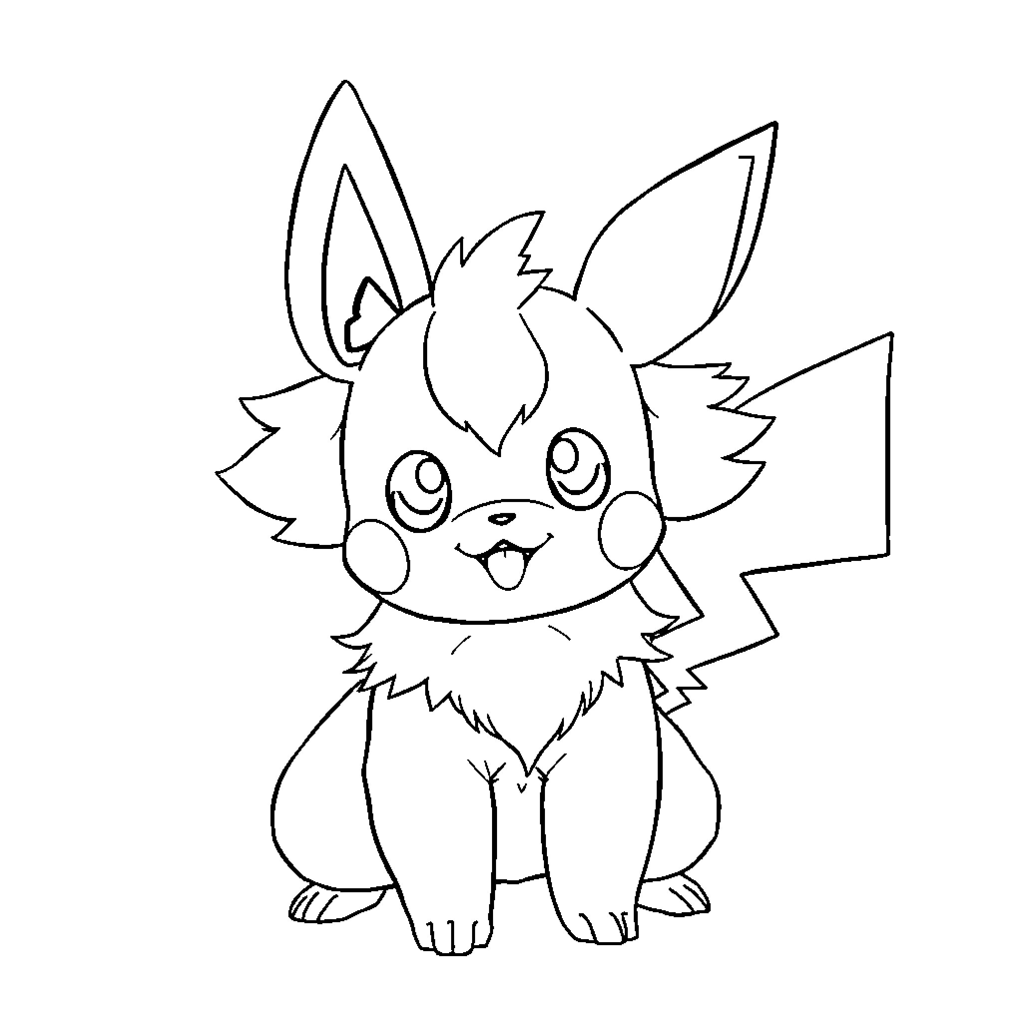 Terriermon excited and playful Coloring Page (free black-and-white line drawing printable PDF for all, from beginners to advanced learners, including children, teens, adults, and seniors)