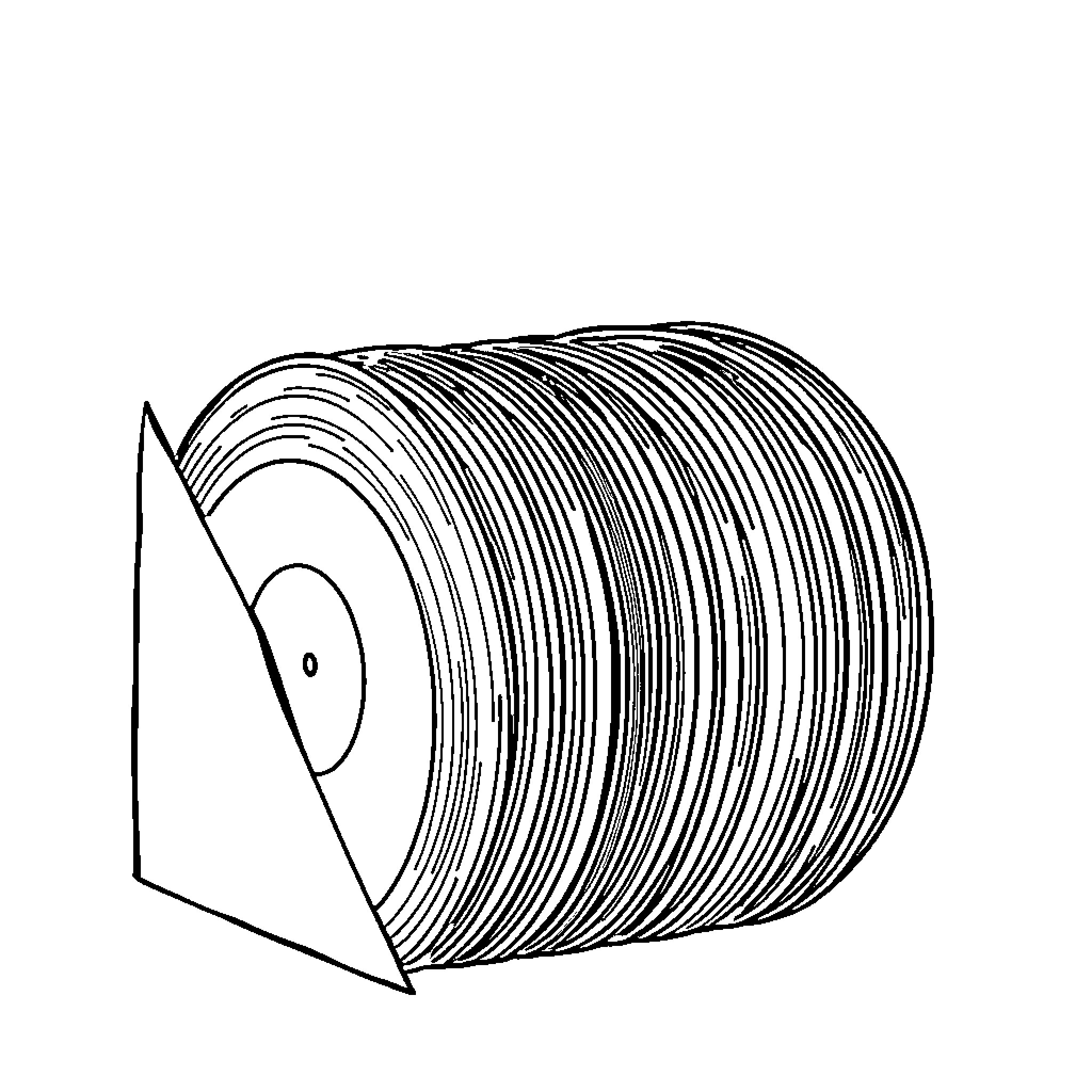 Vinyl Spool of Audio Recordings Coloring Page (free black-and-white line drawing printable PDF for all, from beginners to advanced learners, including children, teens, adults, and seniors)
