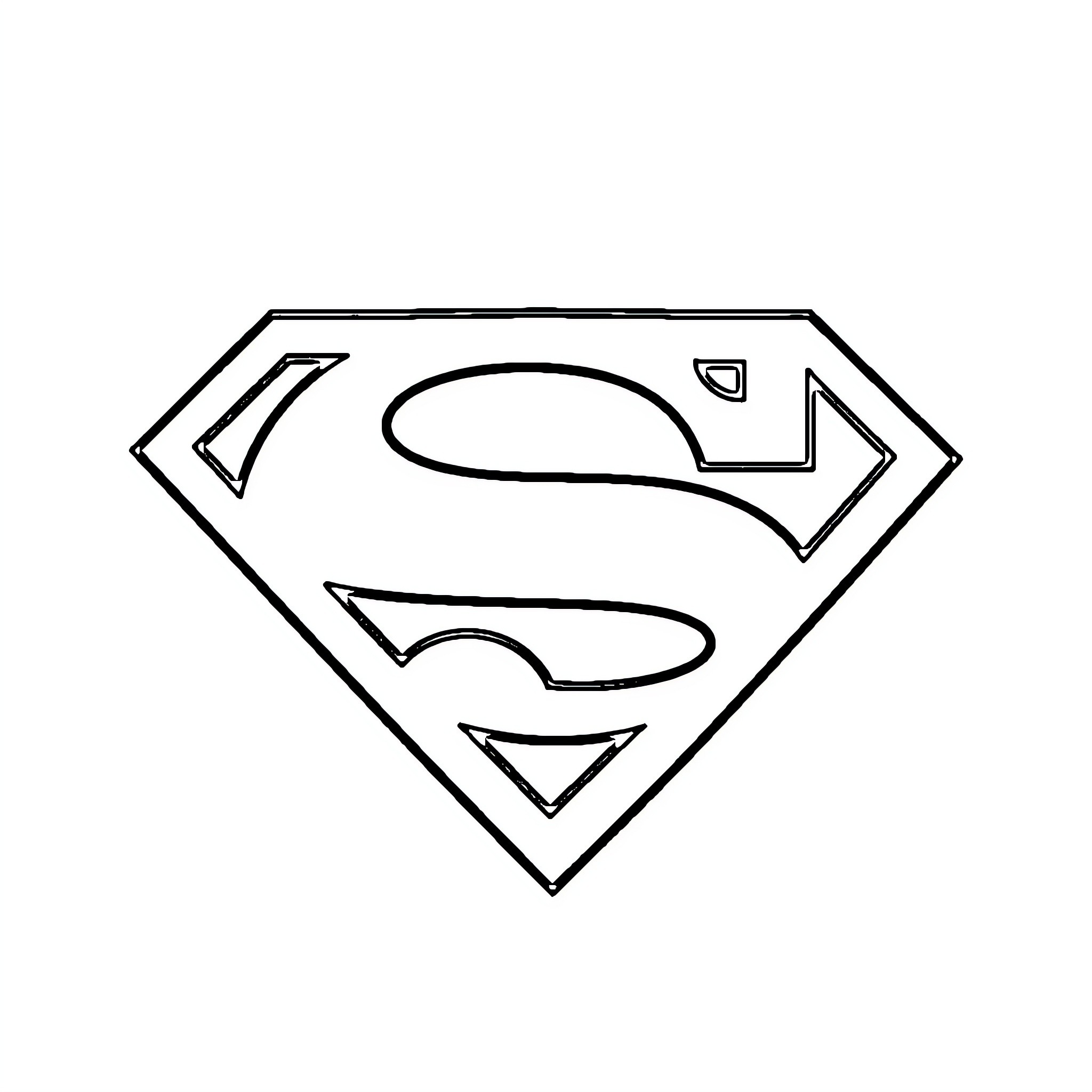 Superman symbol in a simple outline form Coloring Page (free black-and-white line drawing printable PDF for all, from beginners to advanced learners, including children, teens, adults, and seniors)