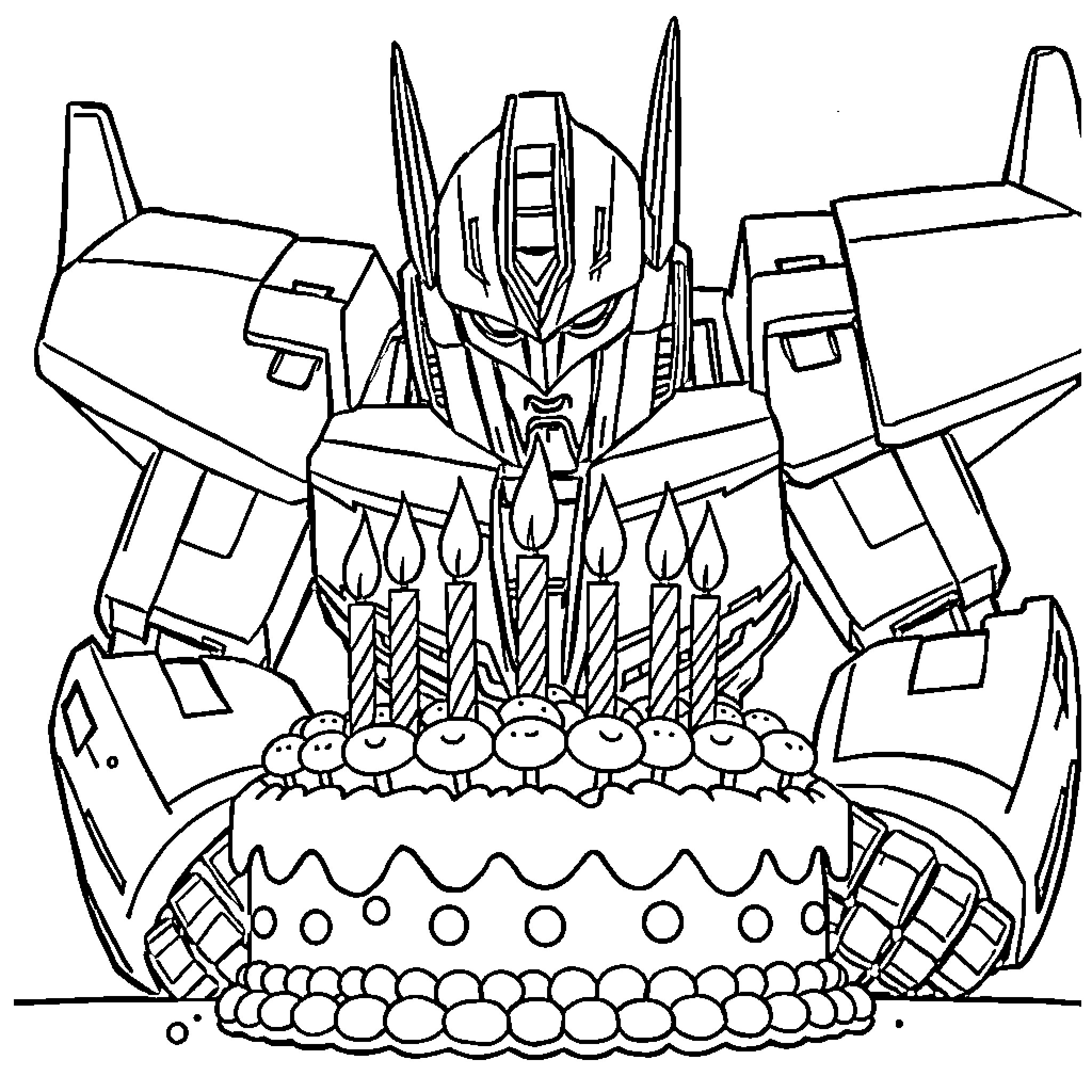 Megatron, the mighty Transformers robot in action Coloring Page (free black-and-white line drawing printable PDF for all, from beginners to advanced learners, including children, teens, adults, and seniors)