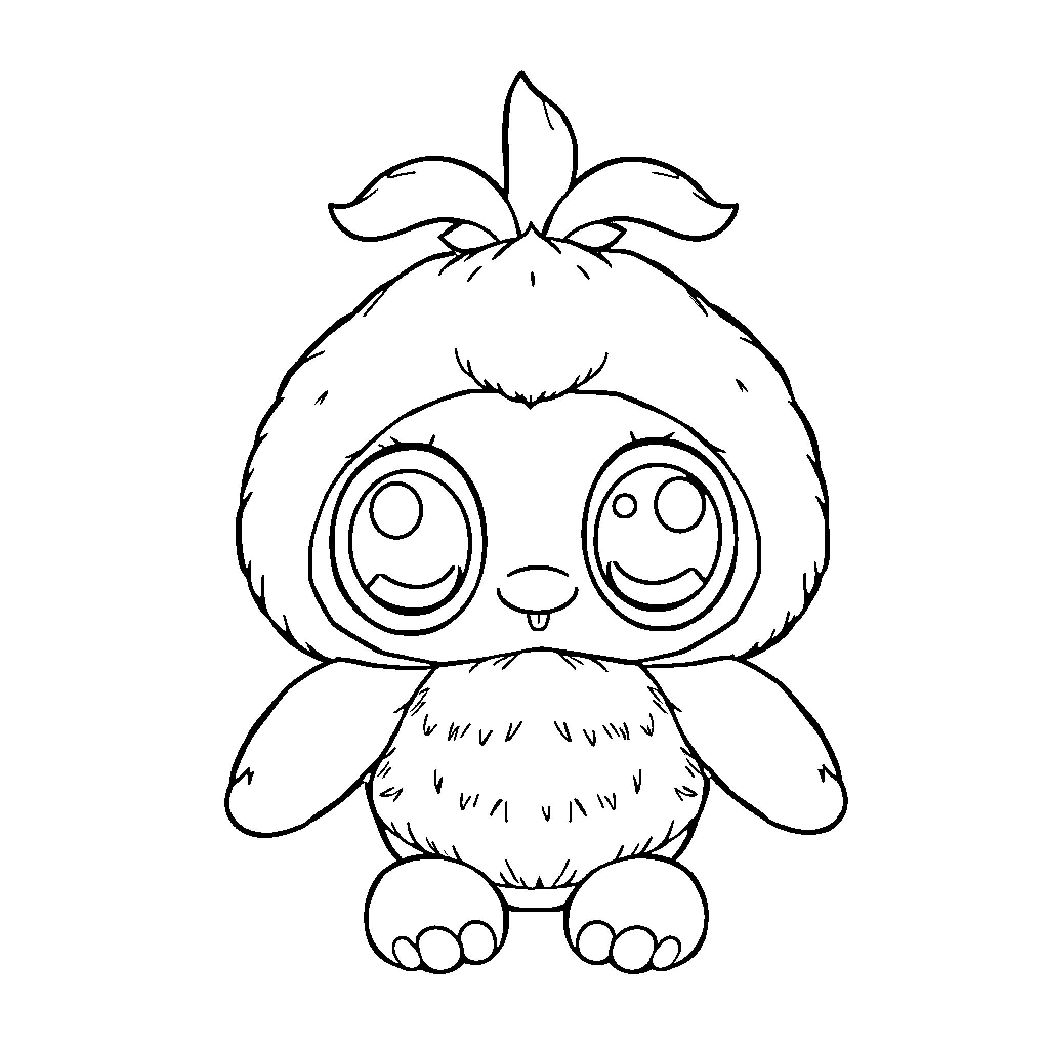 Labubu the Curious Little Creature Coloring Page (free black-and-white line drawing printable PDF for all, from beginners to advanced learners, including children, teens, adults, and seniors)
