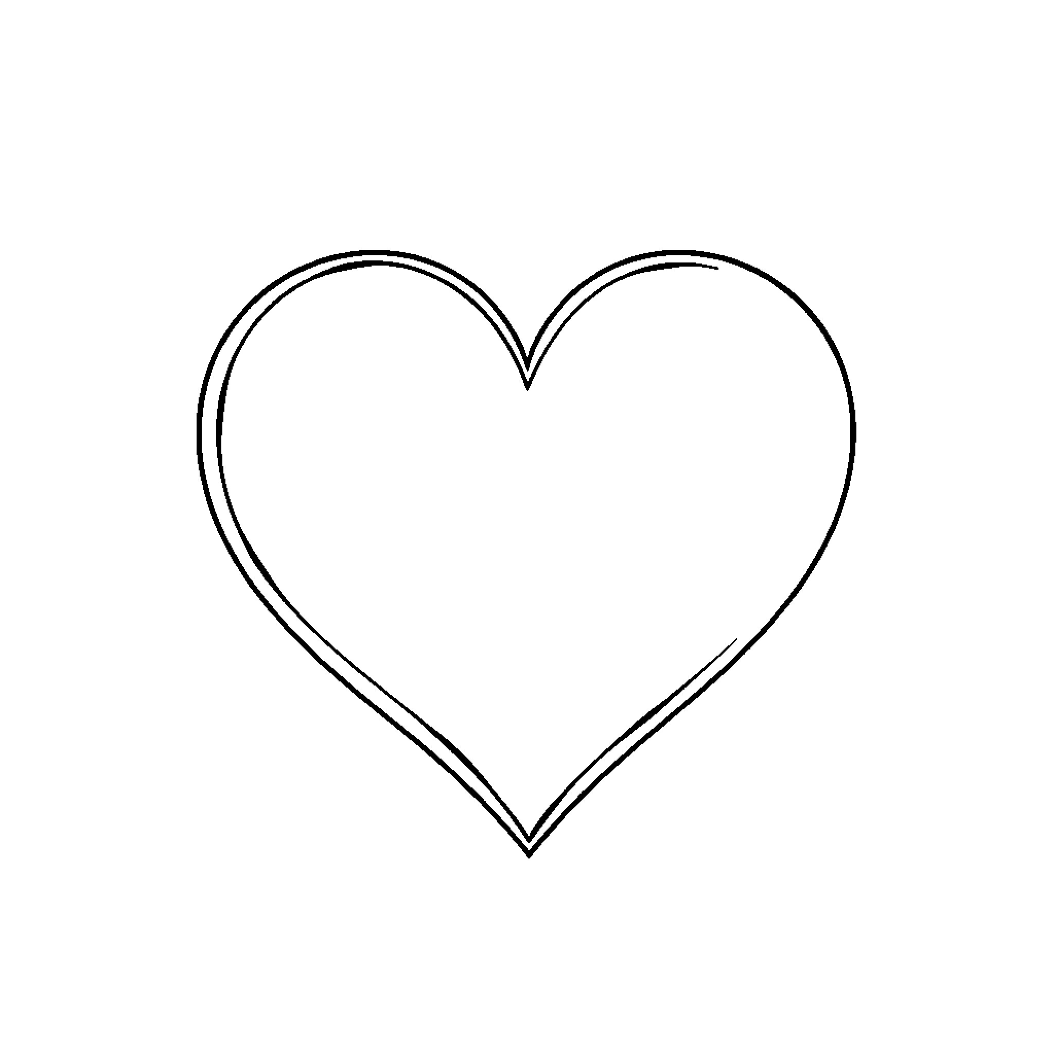Heart Outline Coloring Page (free black-and-white line drawing printable PDF for all, from beginners to advanced learners, including children, teens, adults, and seniors)