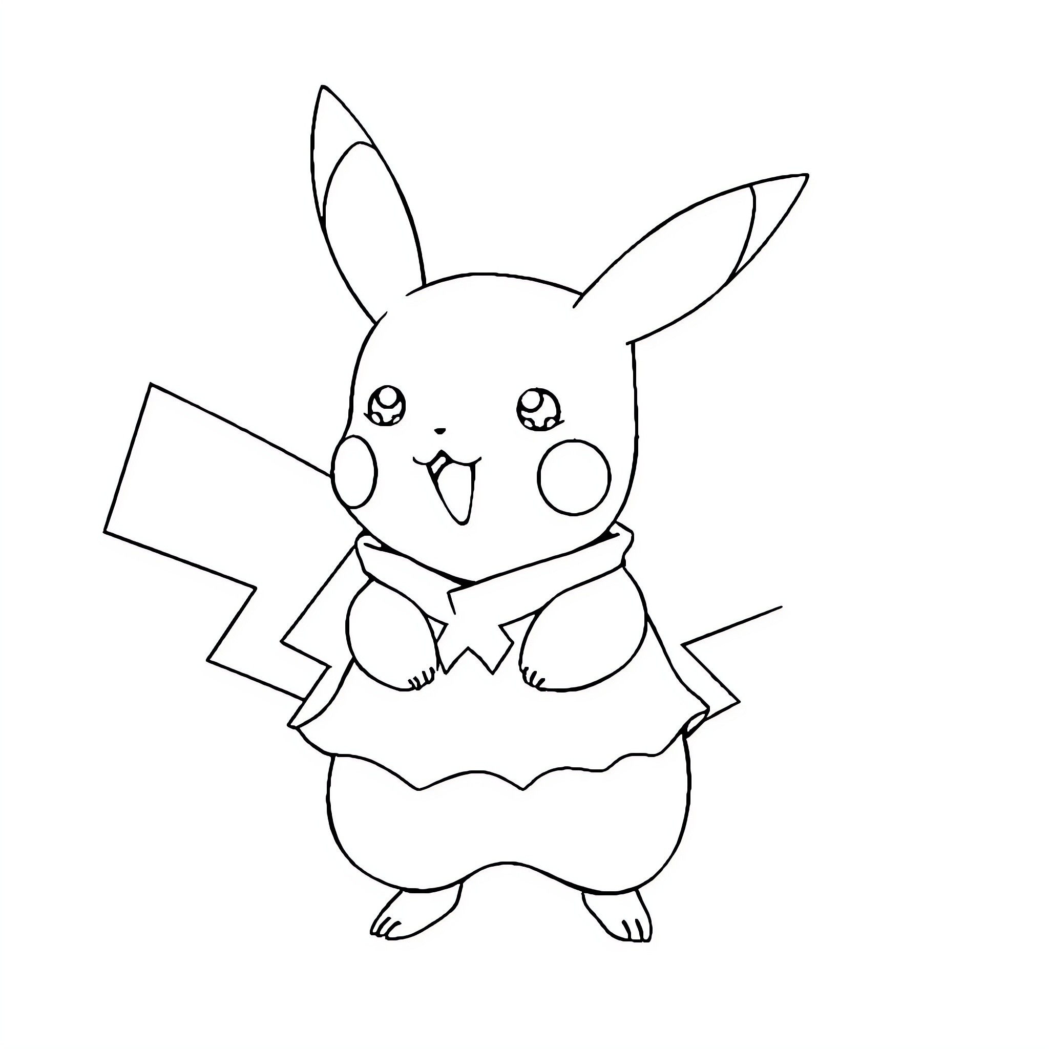 Pikachu making a cute expression Coloring Page (free black-and-white line drawing printable PDF for all, from beginners to advanced learners, including children, teens, adults, and seniors)