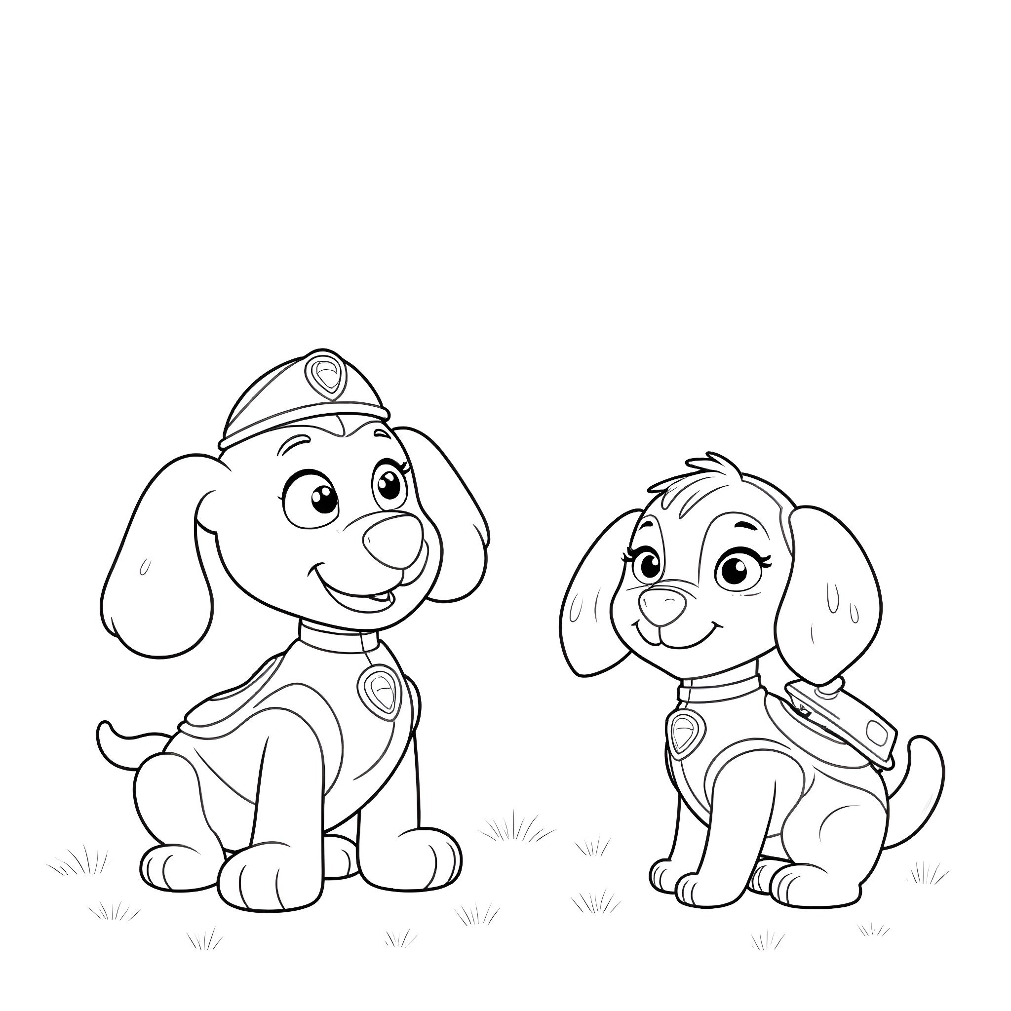 Bluey and friends playing together Coloring Page (free black-and-white line drawing printable PDF for all, from beginners to advanced learners, including children, teens, adults, and seniors)