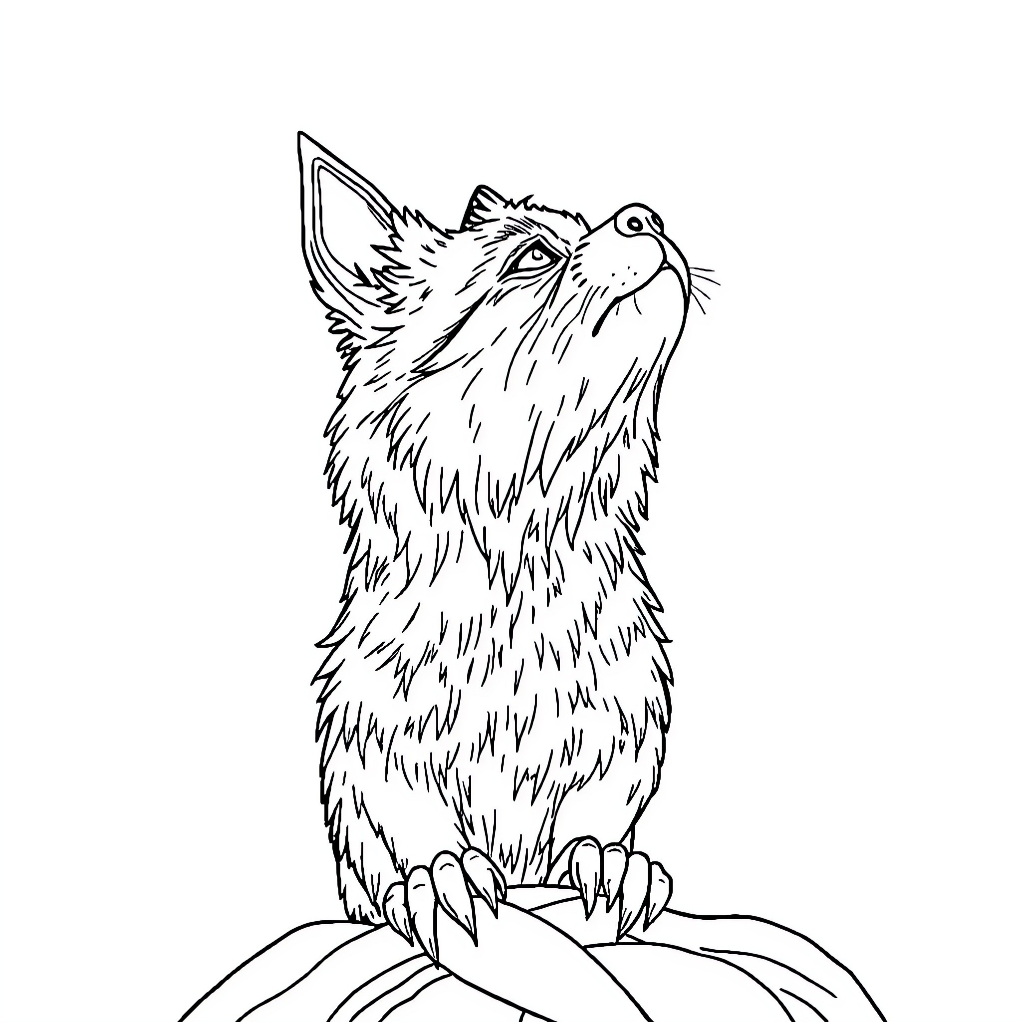 Perro howling on a hill Coloring Page (free black-and-white line drawing printable PDF for all, from beginners to advanced learners, including children, teens, adults, and seniors)