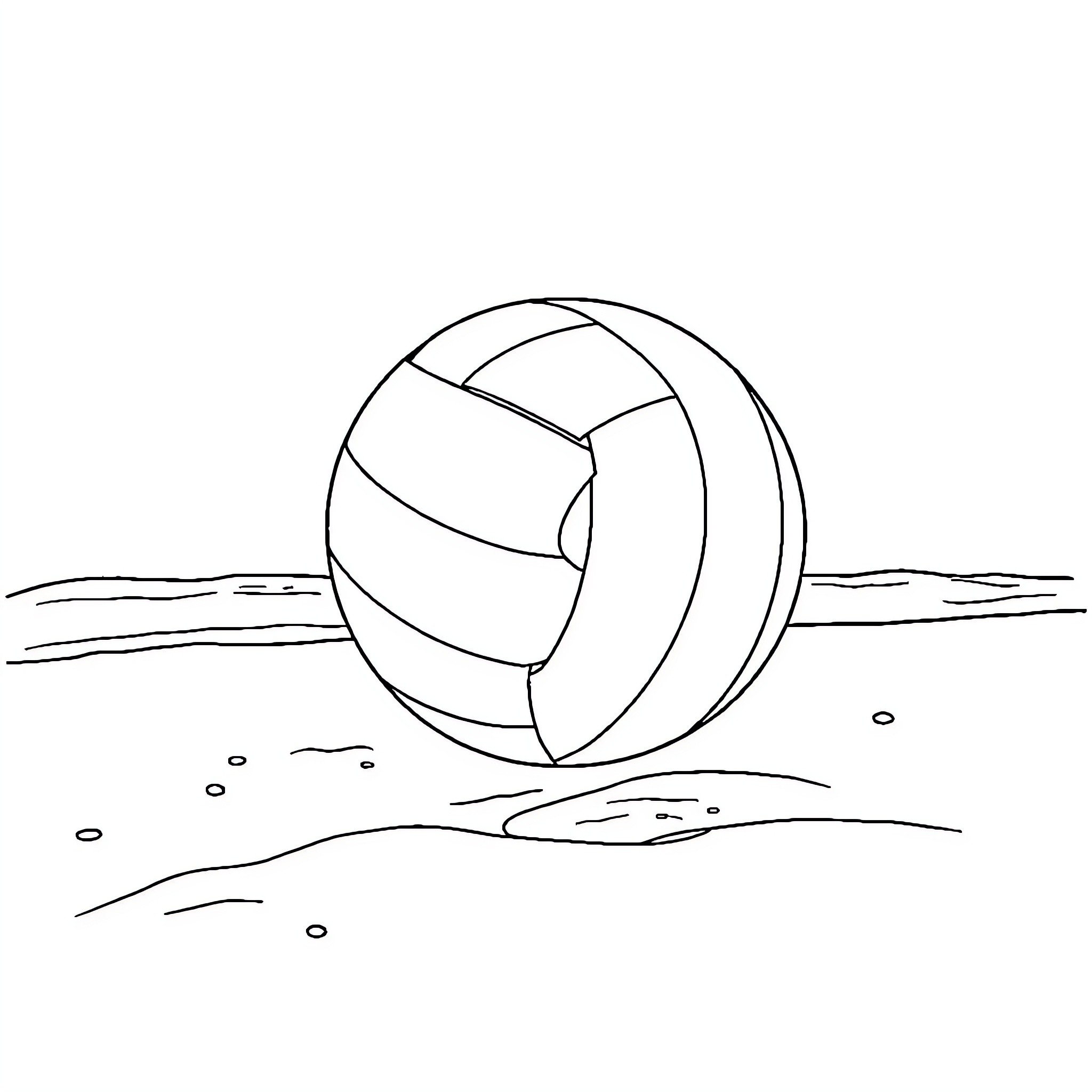 Volleyball game action on the beach Coloring Page (free black-and-white line drawing printable PDF for all, from beginners to advanced learners, including children, teens, adults, and seniors)