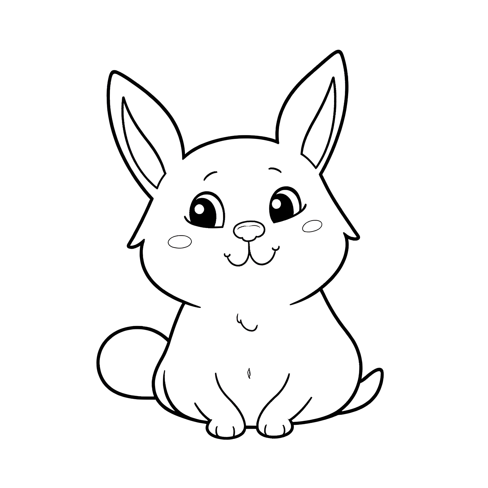 Caren the Happy Bunny Coloring Page (free black-and-white line drawing printable PDF for all, from beginners to advanced learners, including children, teens, adults, and seniors)