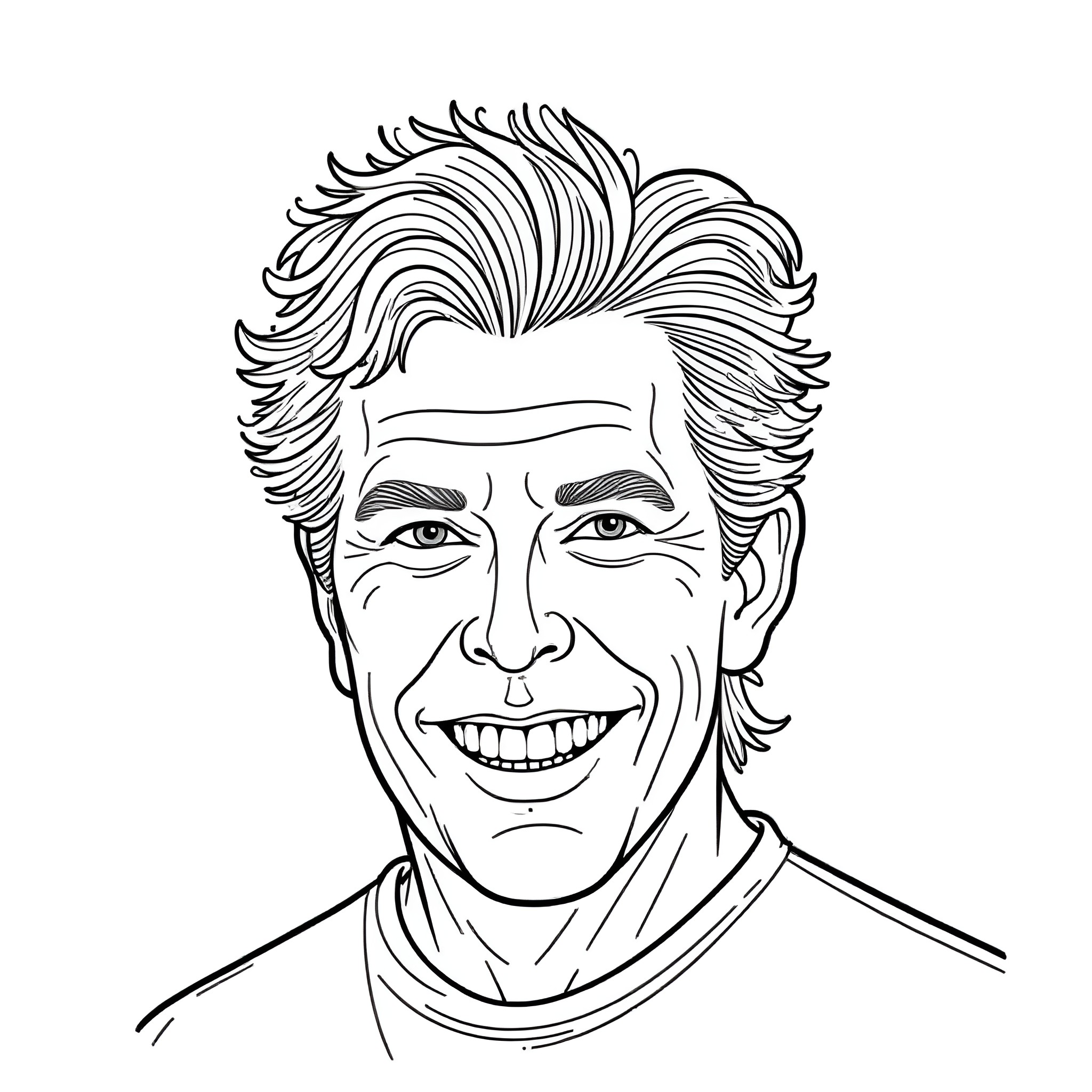 Gary Busey's Animated Expression Coloring Page (free black-and-white line drawing printable PDF for all, from beginners to advanced learners, including children, teens, adults, and seniors)