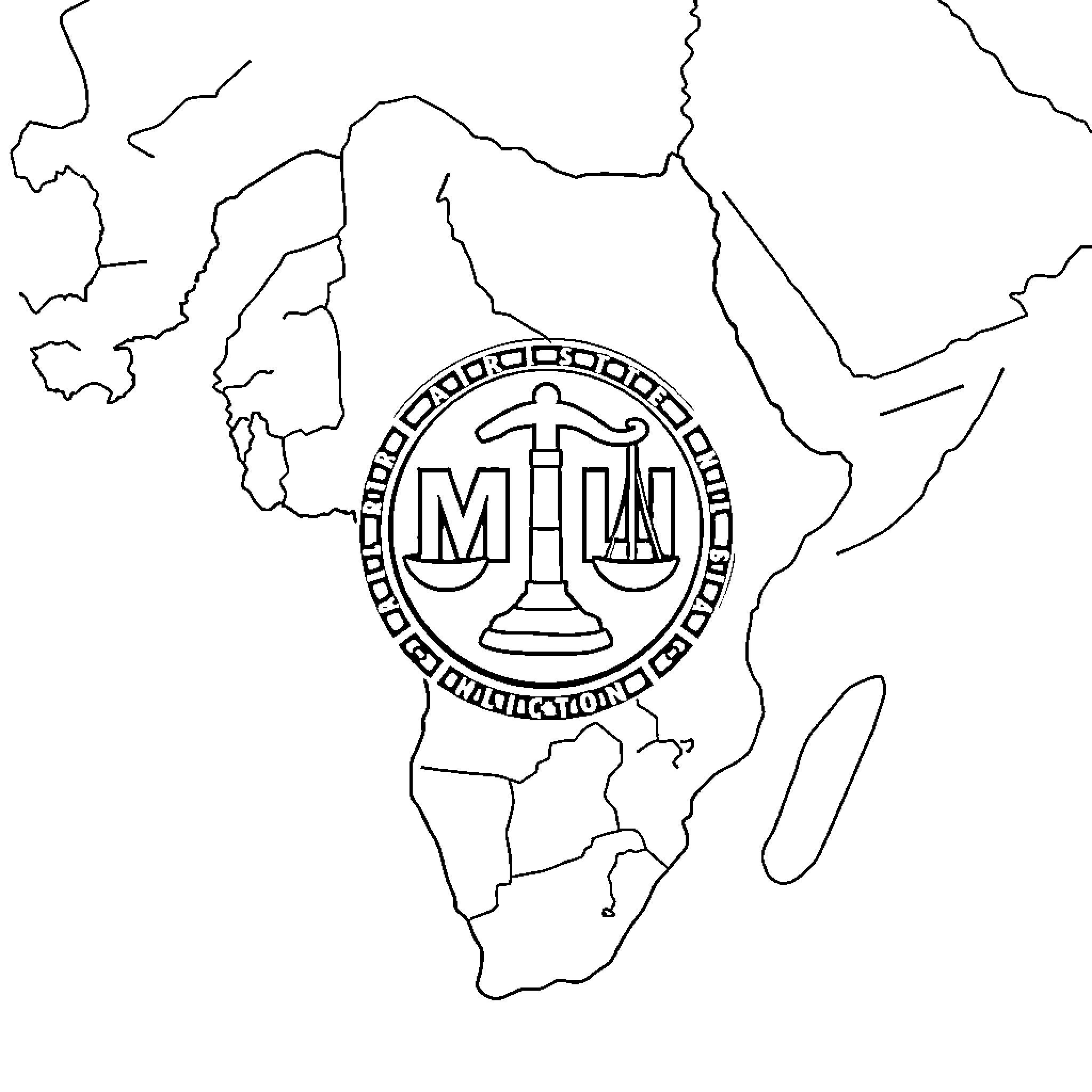 Mali Emblem on Outline of Africa Coloring Page (free black-and-white line drawing printable PDF for all, from beginners to advanced learners, including children, teens, adults, and seniors)