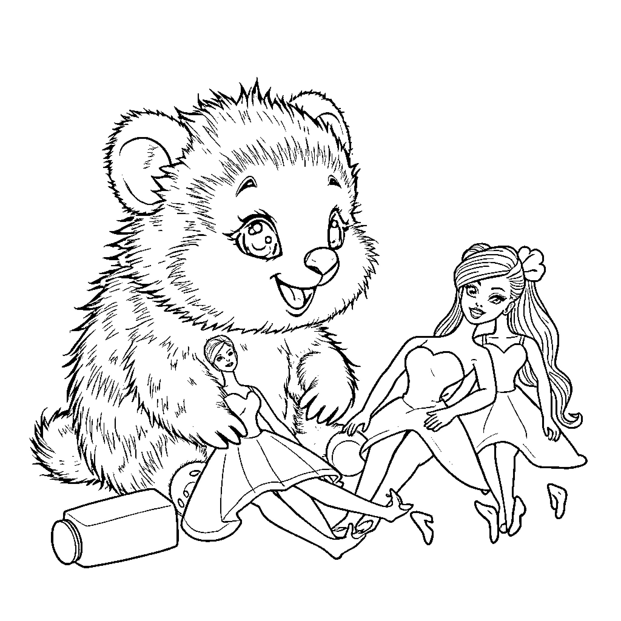 Labubu and the Playful Princess Coloring Page (free black-and-white line drawing printable PDF for all, from beginners to advanced learners, including children, teens, adults, and seniors)