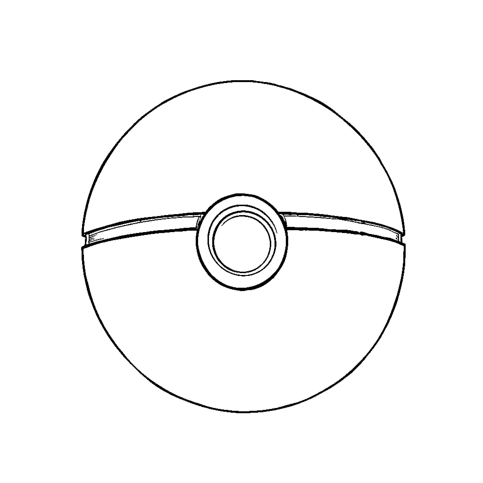 Pokémon Ball with Simplistic Design Coloring Page (free black-and-white line drawing printable PDF for all, from beginners to advanced learners, including children, teens, adults, and seniors)