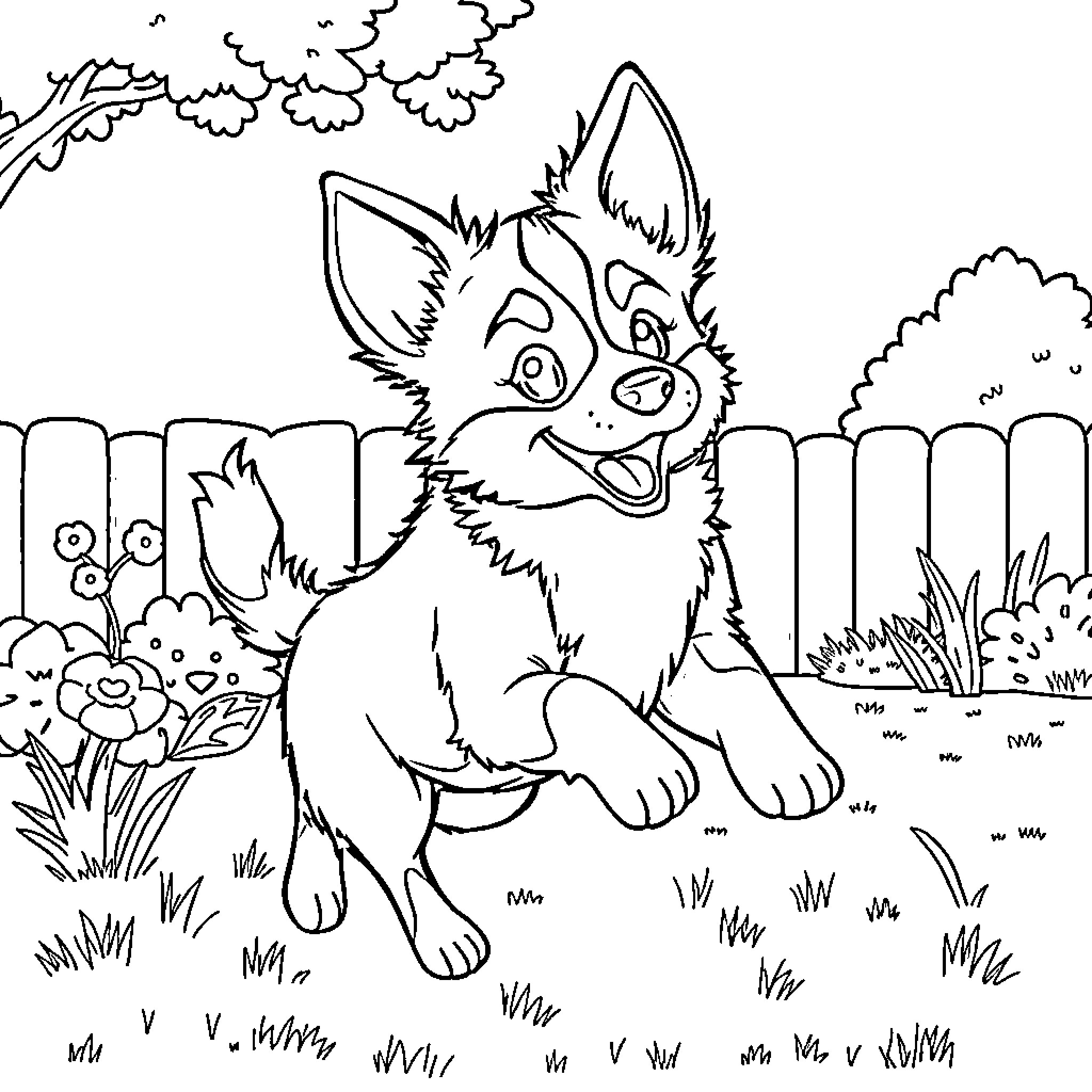 Bluey's Playful Outdoor Adventure Coloring Page (free black-and-white line drawing printable PDF for all, from beginners to advanced learners, including children, teens, adults, and seniors)