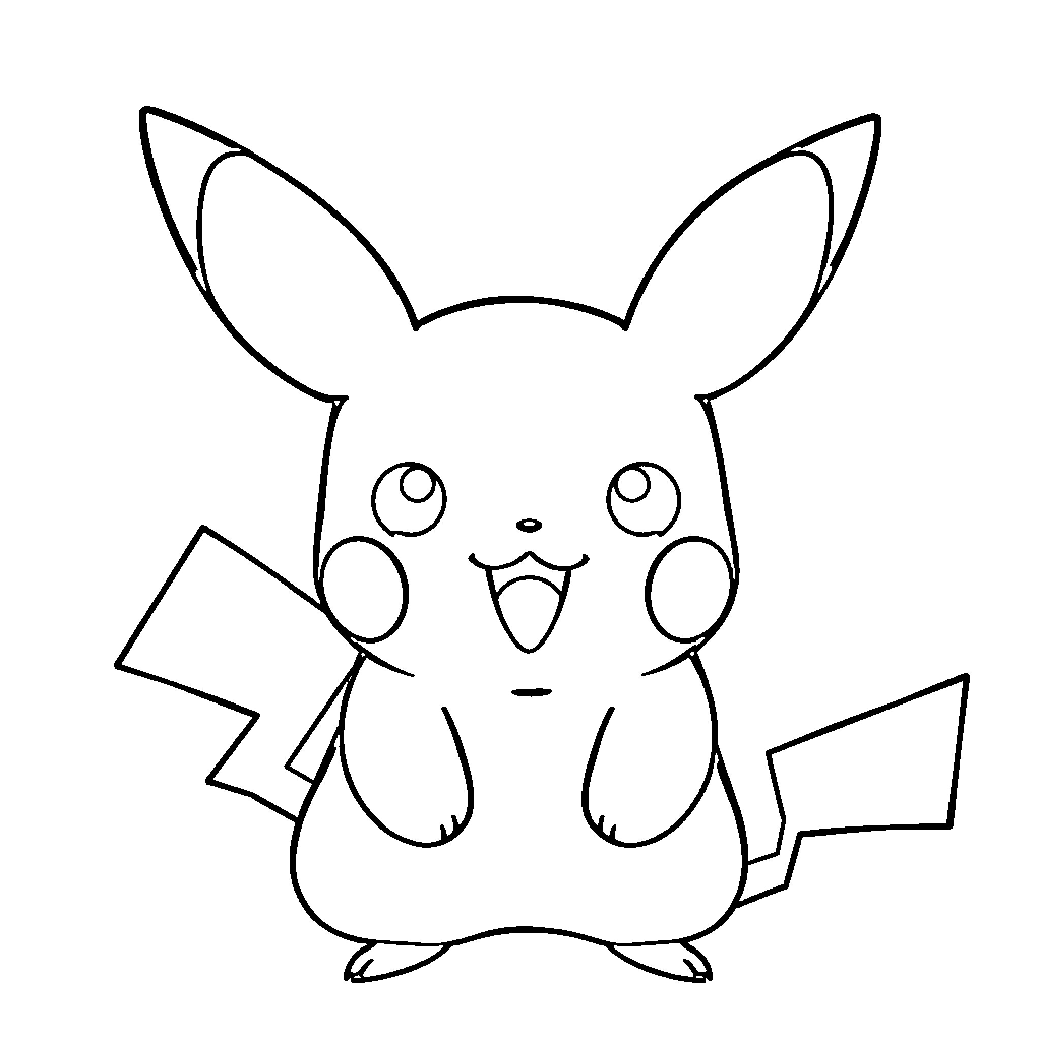 Pikachu expressing curious surprise Coloring Page (free black-and-white line drawing printable PDF for all, from beginners to advanced learners, including children, teens, adults, and seniors)