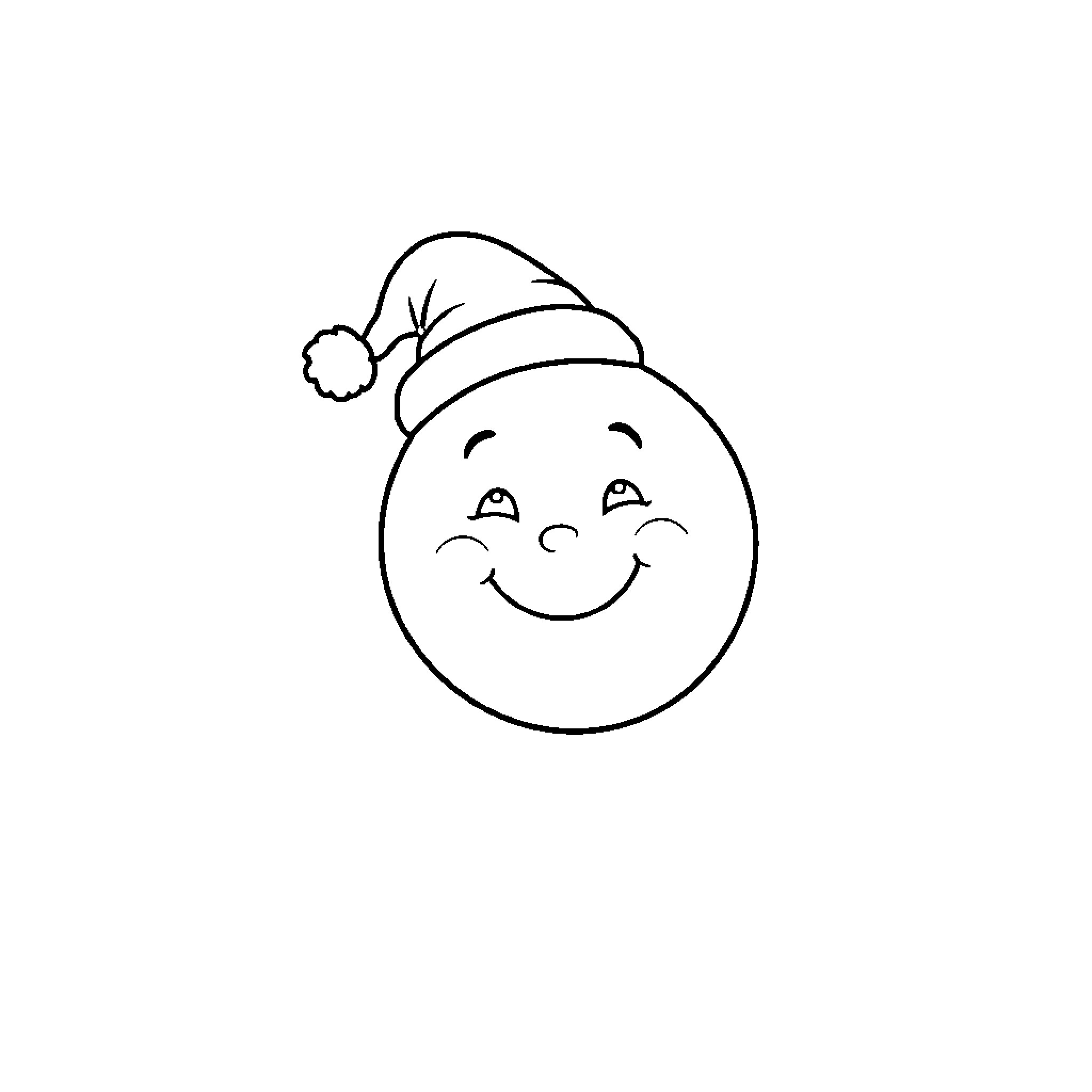 Moon character in festive hat Coloring Page (free black-and-white line drawing printable PDF for all, from beginners to advanced learners, including children, teens, adults, and seniors)