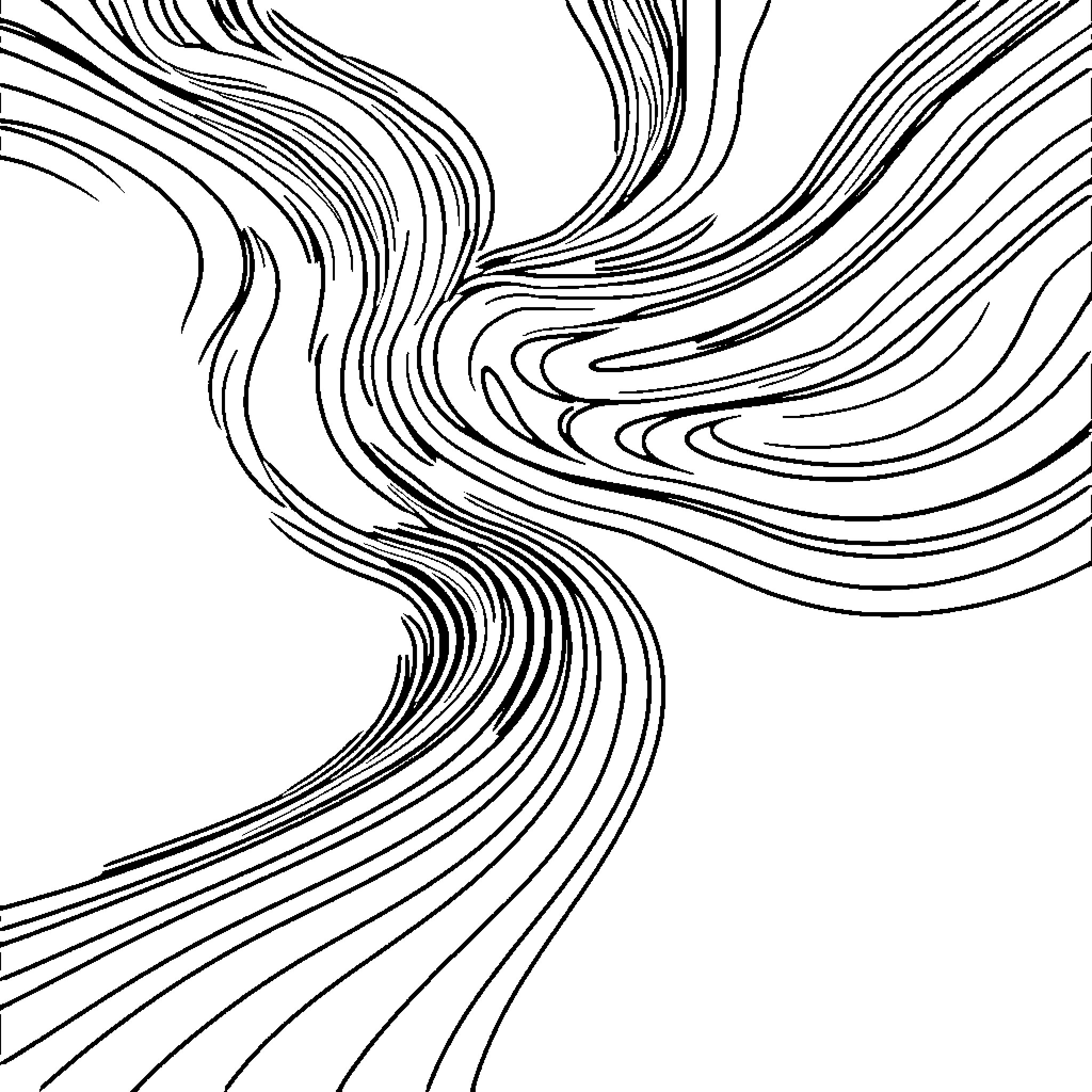 Optical Illusion of Flowing Lines and Curves Coloring Page (free black-and-white line drawing printable PDF for all, from beginners to advanced learners, including children, teens, adults, and seniors)