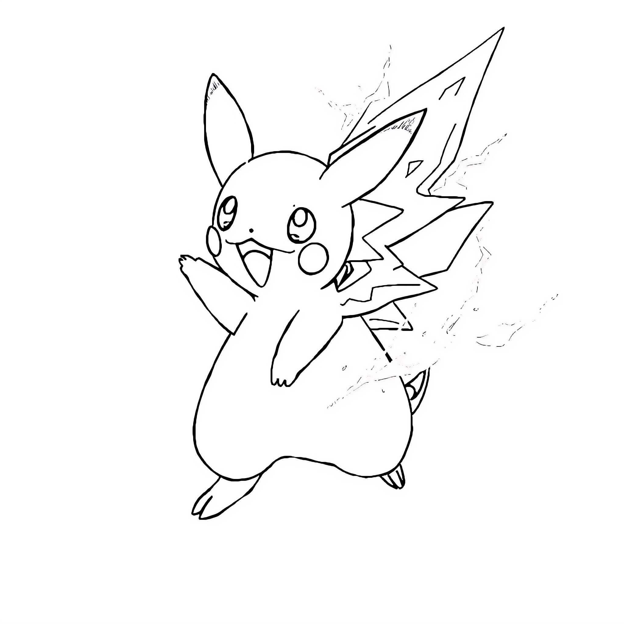 Energy Pokémon charging with electricity Coloring Page (free black-and-white line drawing printable PDF for all, from beginners to advanced learners, including children, teens, adults, and seniors)