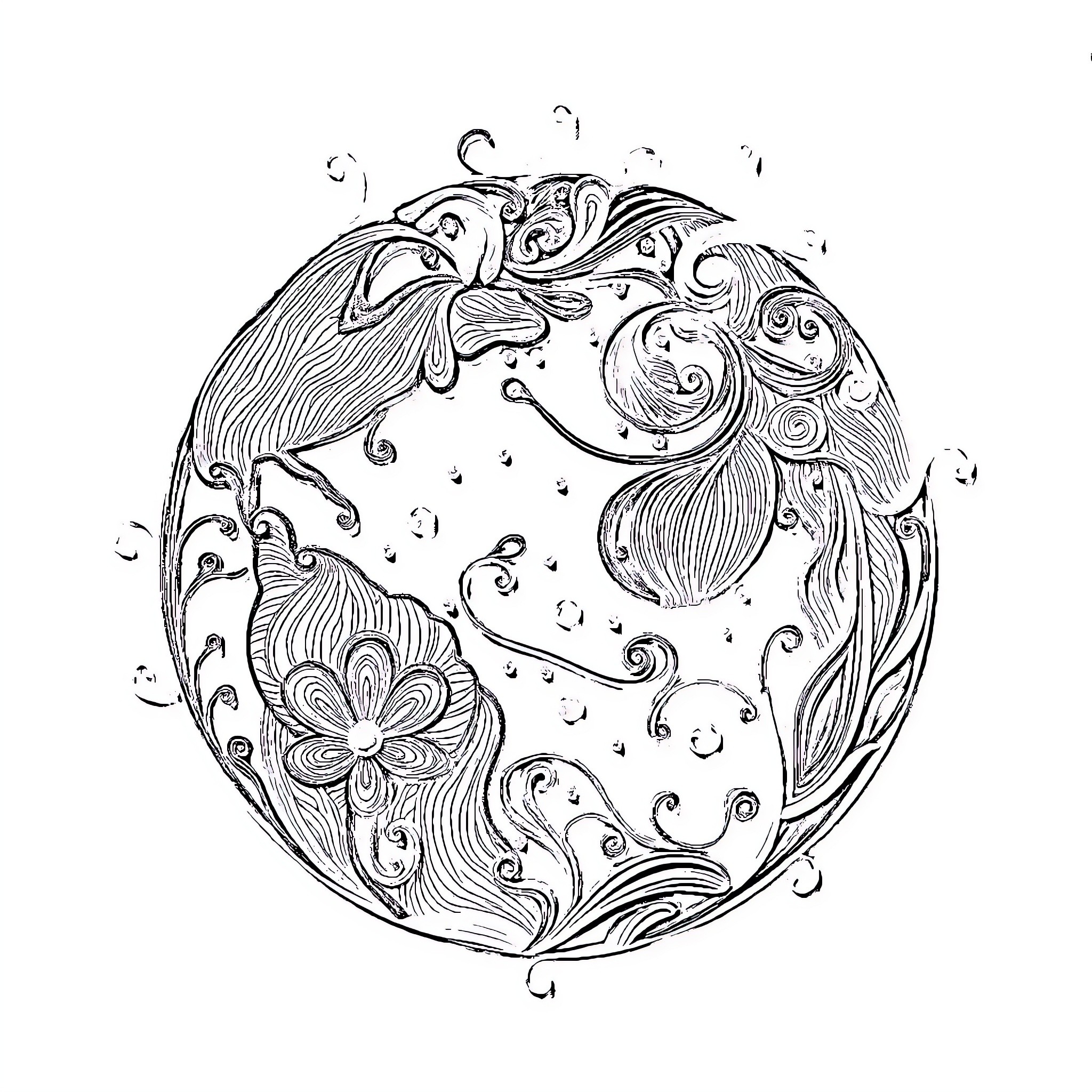 Earth's Intricate Nature Displayed Coloring Page (free black-and-white line drawing printable PDF for all, from beginners to advanced learners, including children, teens, adults, and seniors)