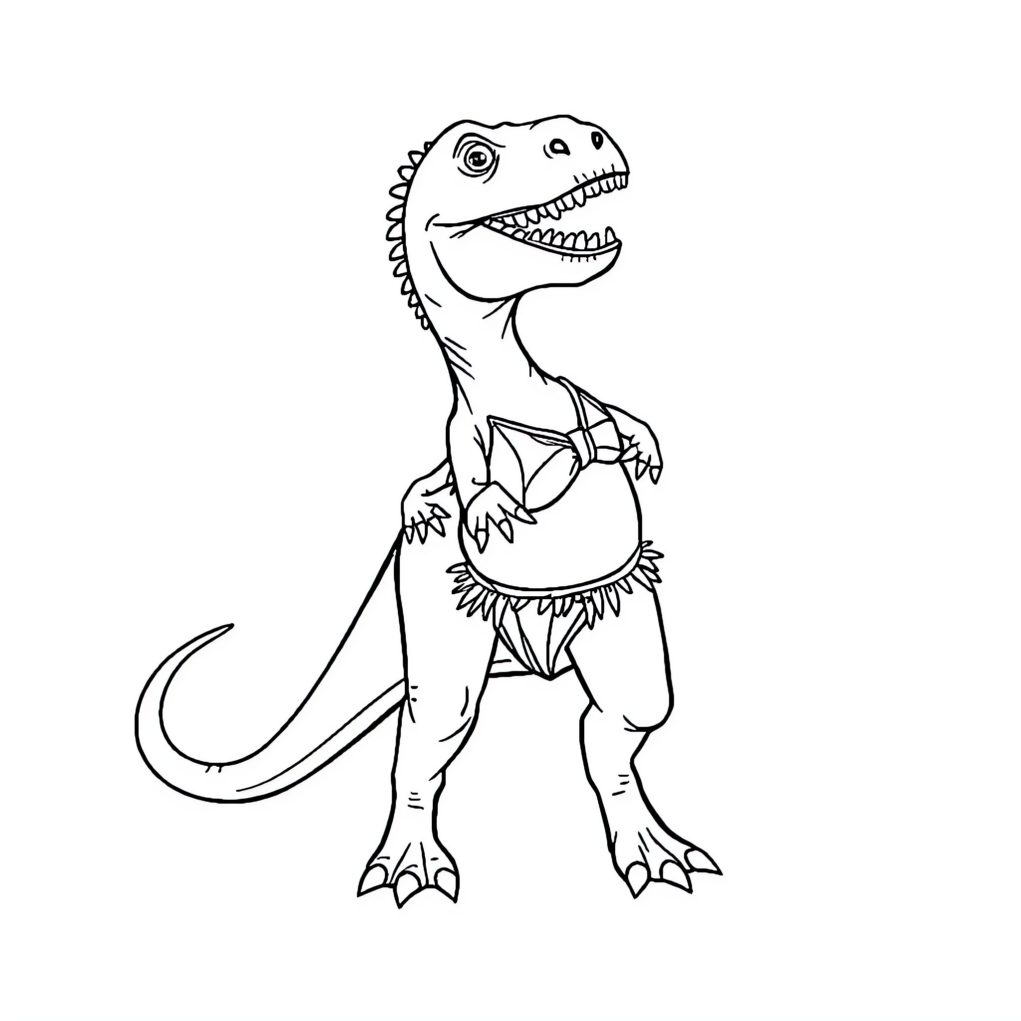 Dinosaur with Fierce Expression Coloring Page (free black-and-white line drawing printable PDF for all, from beginners to advanced learners, including children, teens, adults, and seniors)