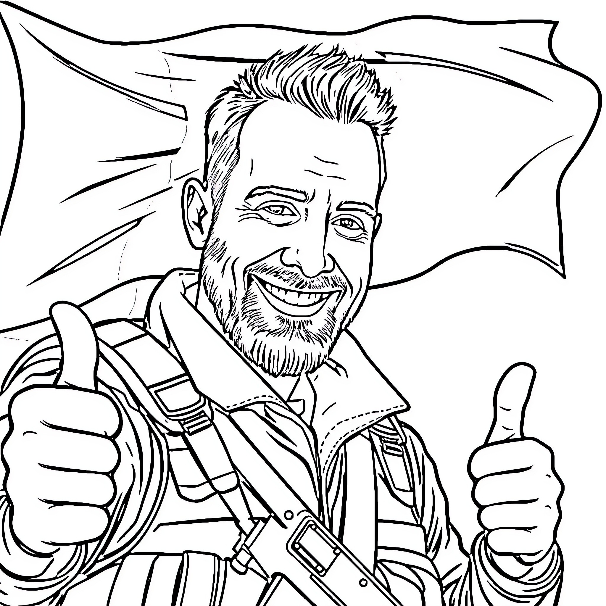 Ira's Excited Outdoor Adventure Coloring Page (free black-and-white line drawing printable PDF for all, from beginners to advanced learners, including children, teens, adults, and seniors)