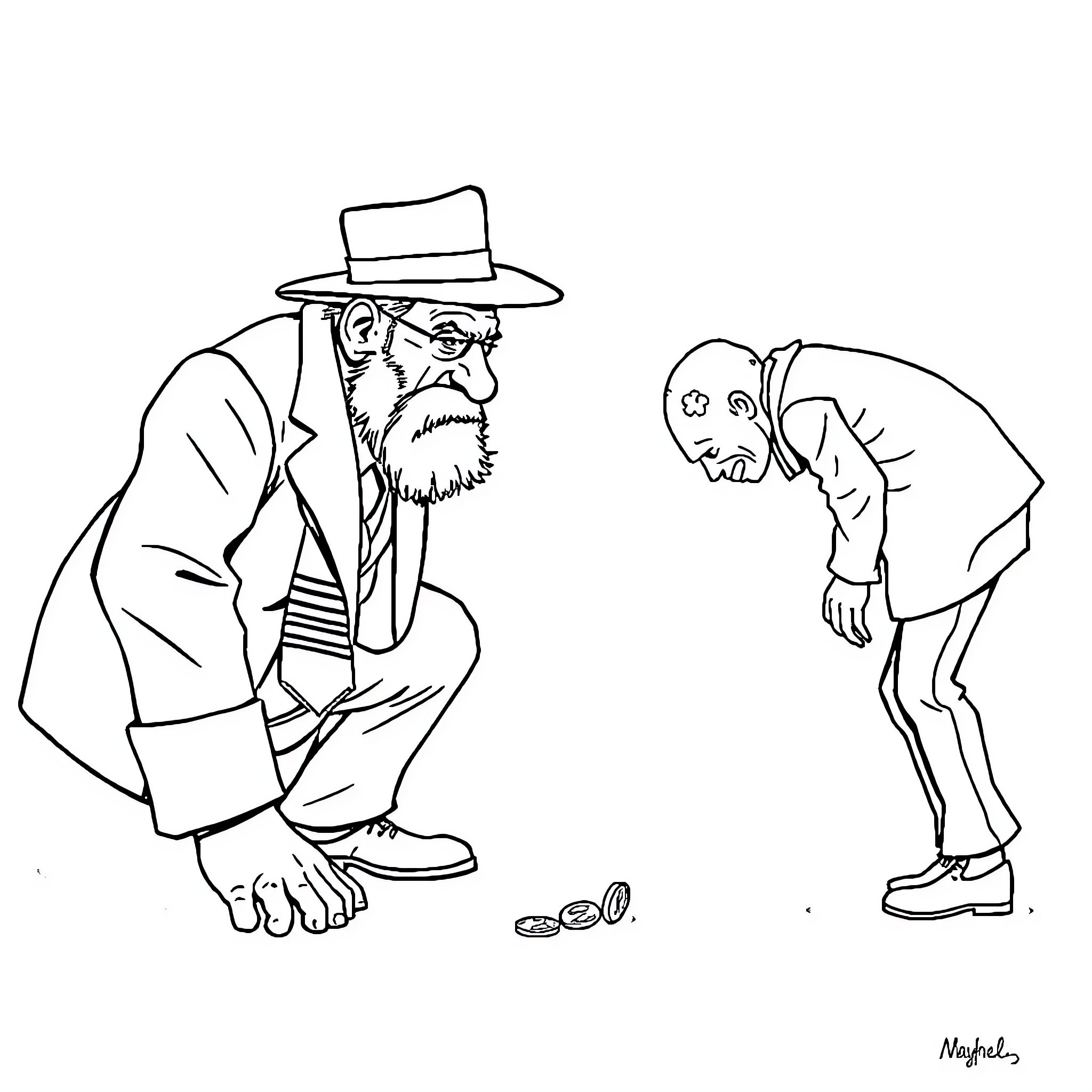 Heisenberg confronts a troubled individual Coloring Page (free black-and-white line drawing printable PDF for all, from beginners to advanced learners, including children, teens, adults, and seniors)