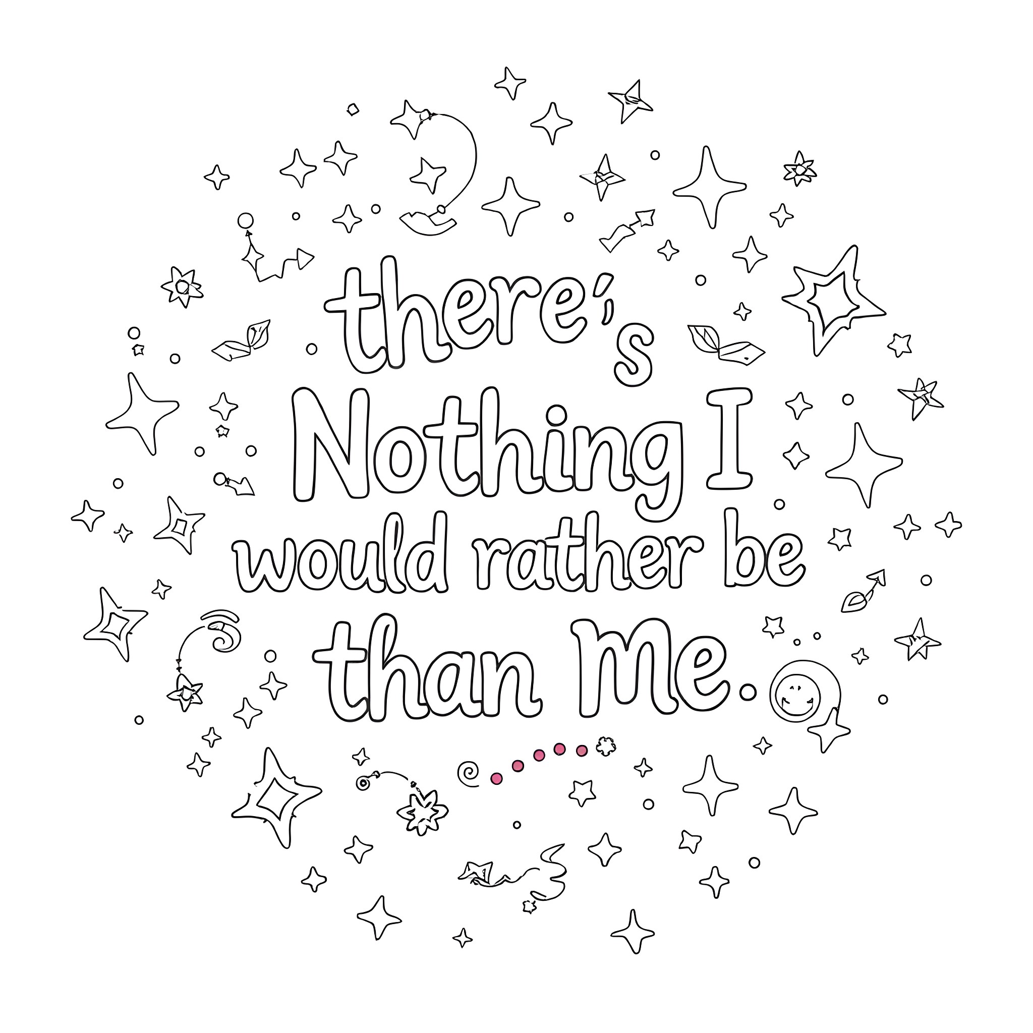 Star-filled quote about self-acceptance Coloring Page (free black-and-white line drawing printable PDF for all, from beginners to advanced learners, including children, teens, adults, and seniors)