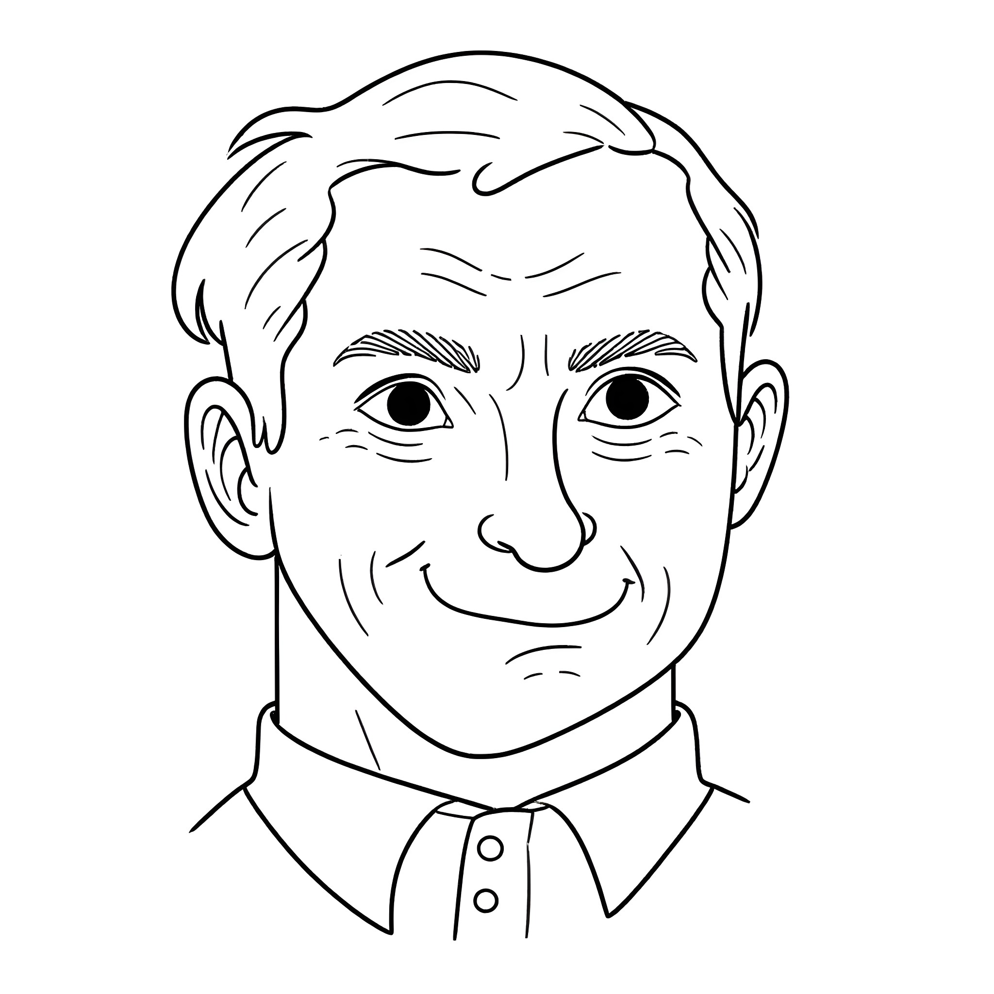 Man in formal attire with friendly expression Coloring Page (free black-and-white line drawing printable PDF for all, from beginners to advanced learners, including children, teens, adults, and seniors)