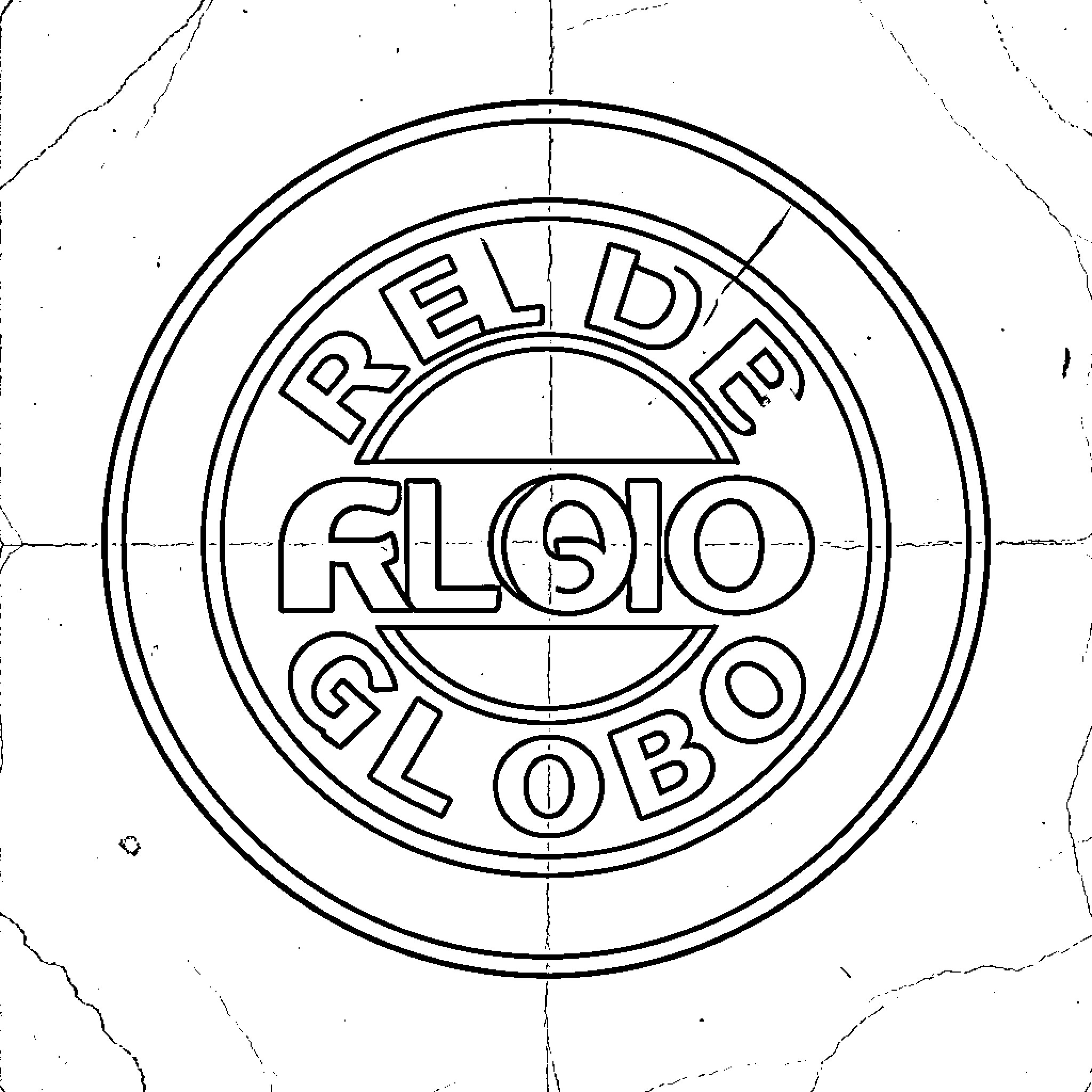 Rede Globo circular logo design with text Coloring Page (free black-and-white line drawing printable PDF for all, from beginners to advanced learners, including children, teens, adults, and seniors)