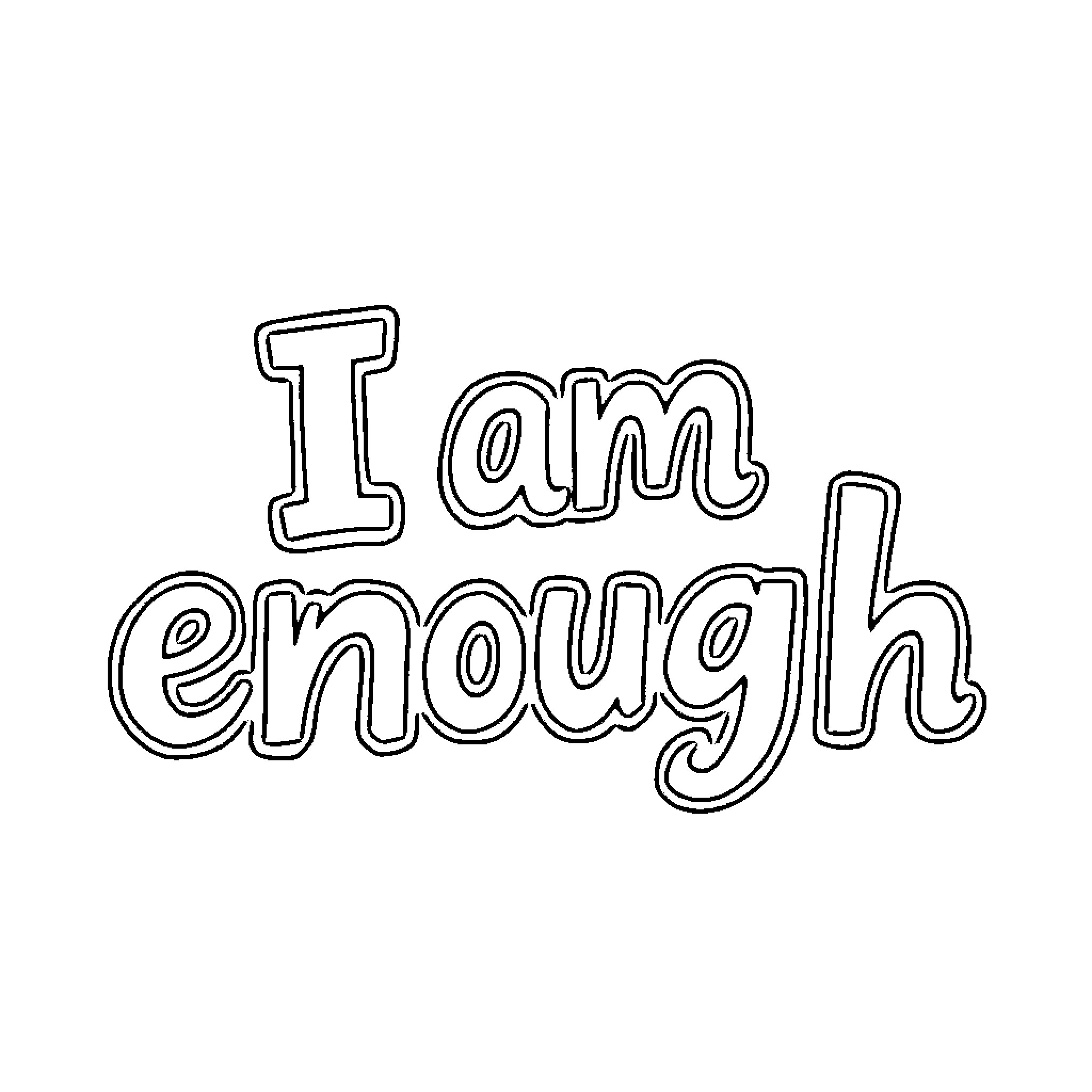 Affirmation of Self-Acceptance and Worth Coloring Page (free black-and-white line drawing printable PDF for all, from beginners to advanced learners, including children, teens, adults, and seniors)