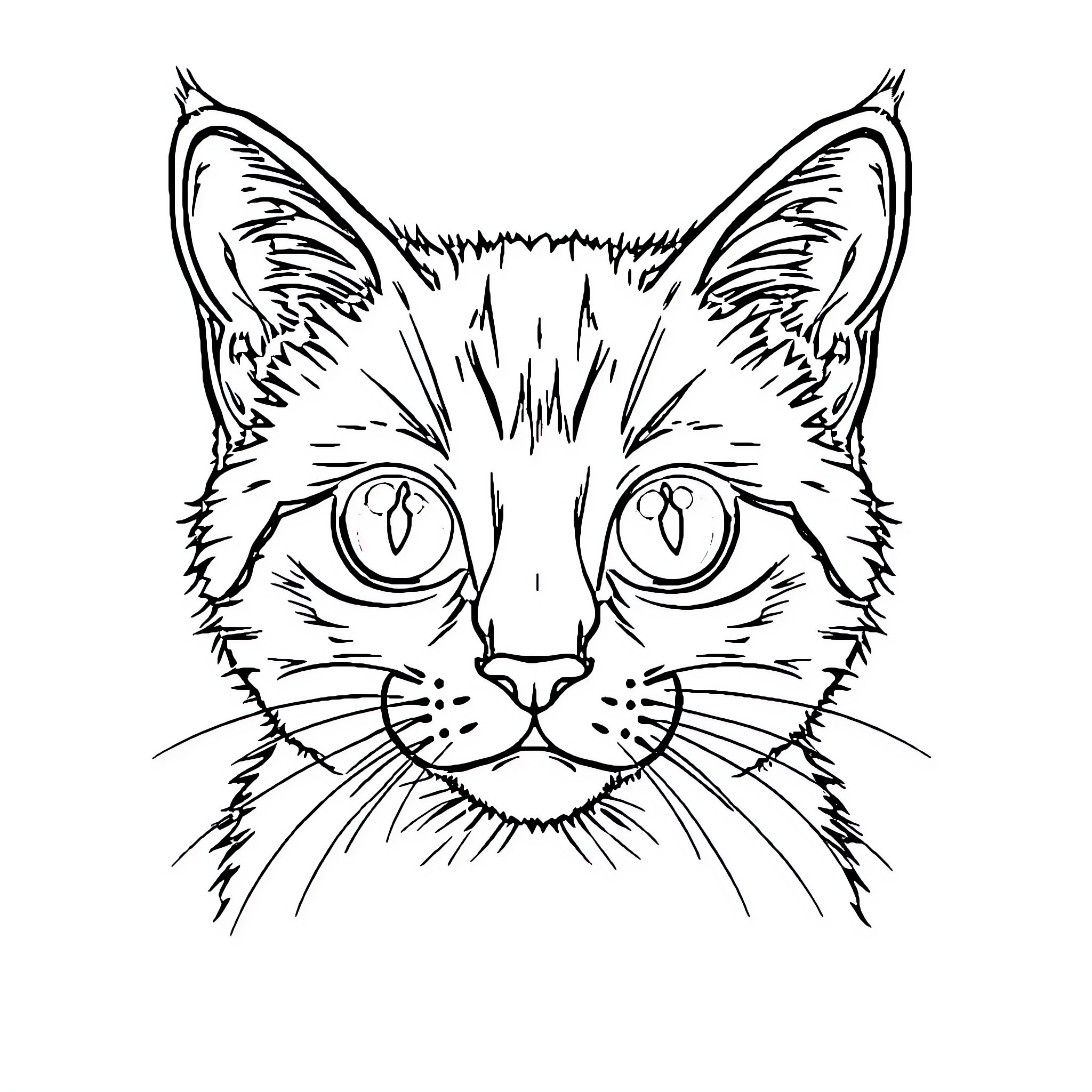 Siamese Cat with Piercing Gaze Coloring Page (free black-and-white line drawing printable PDF for all, from beginners to advanced learners, including children, teens, adults, and seniors)