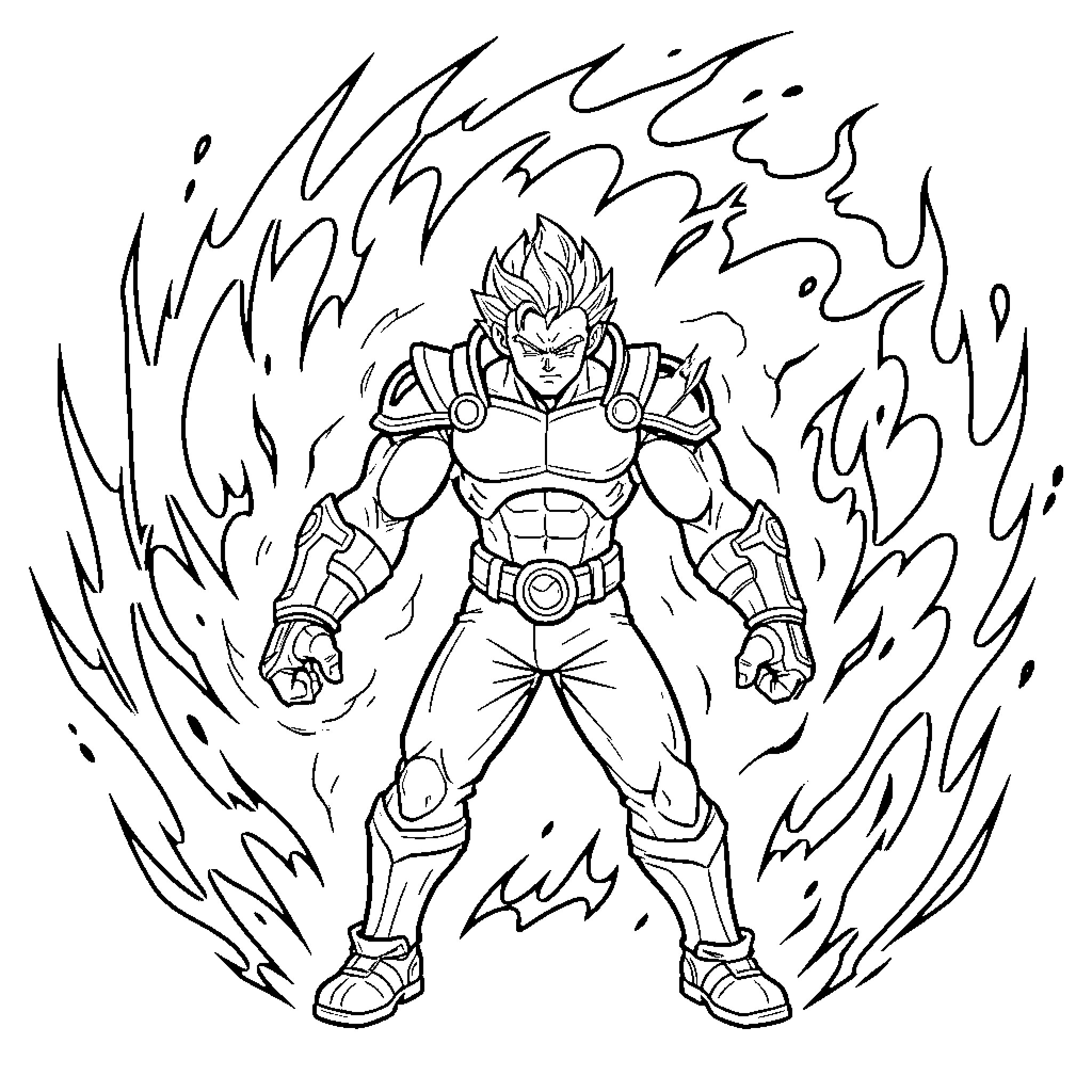 Shadow Warrior's Fierce Determination Coloring Page (free black-and-white line drawing printable PDF for all, from beginners to advanced learners, including children, teens, adults, and seniors)