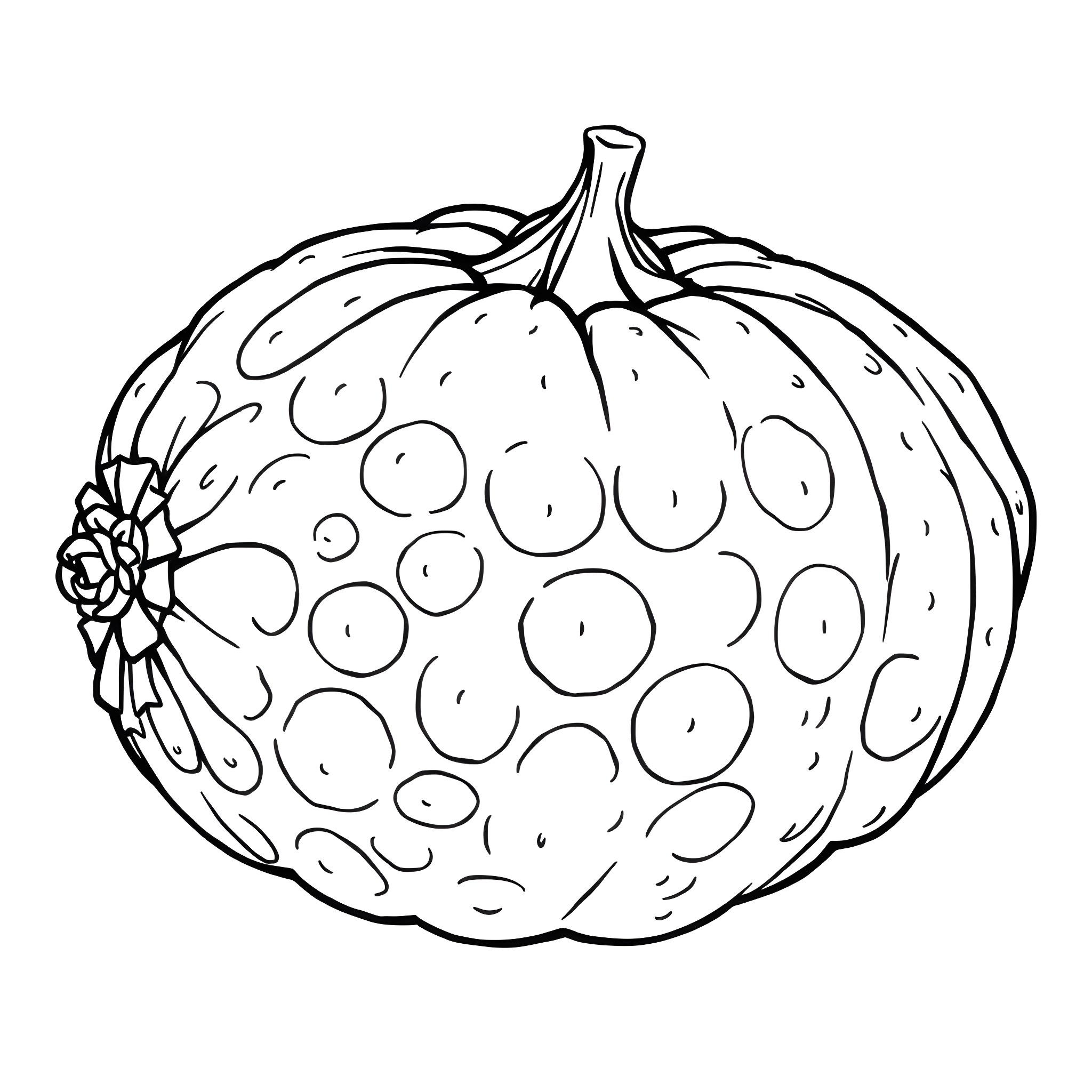 Cucumber-shaped pumpkin with dotted pattern Coloring Page (free black-and-white line drawing printable PDF for all, from beginners to advanced learners, including children, teens, adults, and seniors)