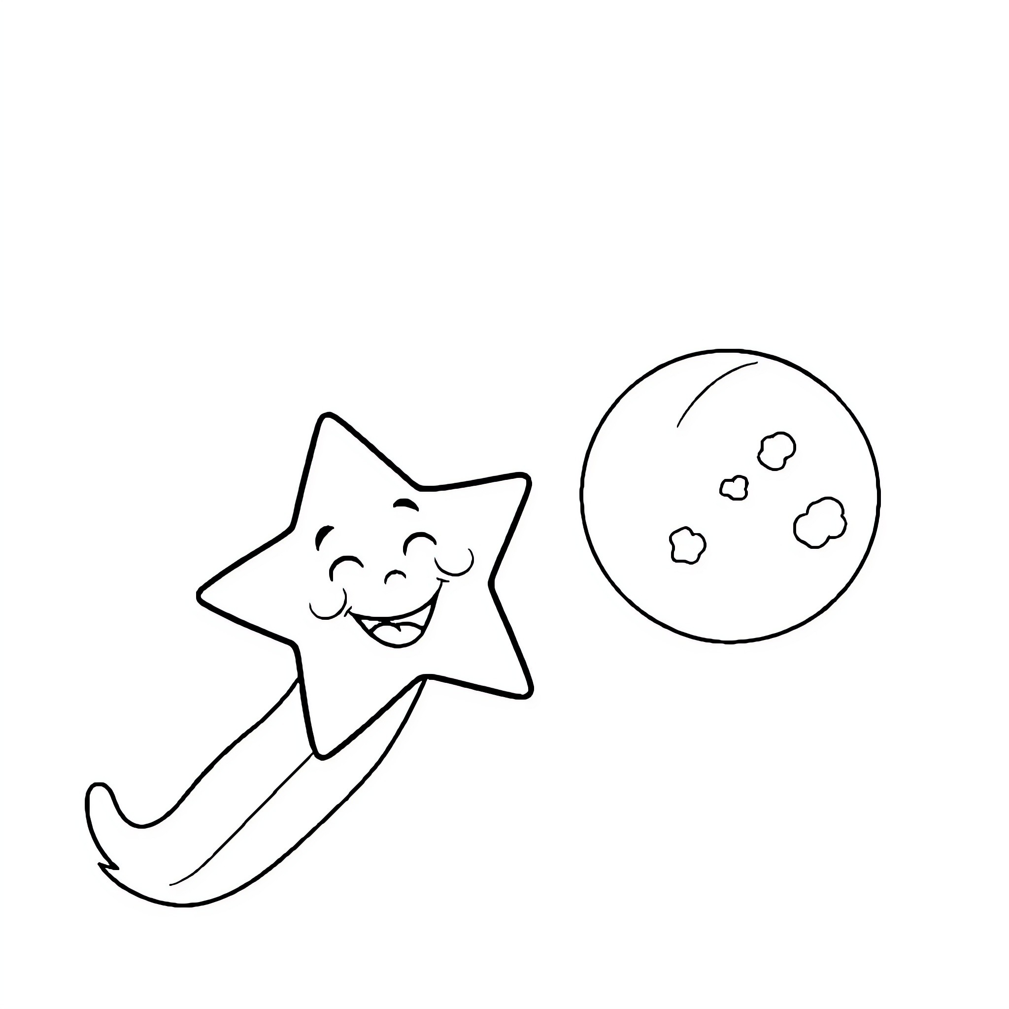 Star shooting across the night sky Coloring Page (free black-and-white line drawing printable PDF for all, from beginners to advanced learners, including children, teens, adults, and seniors)