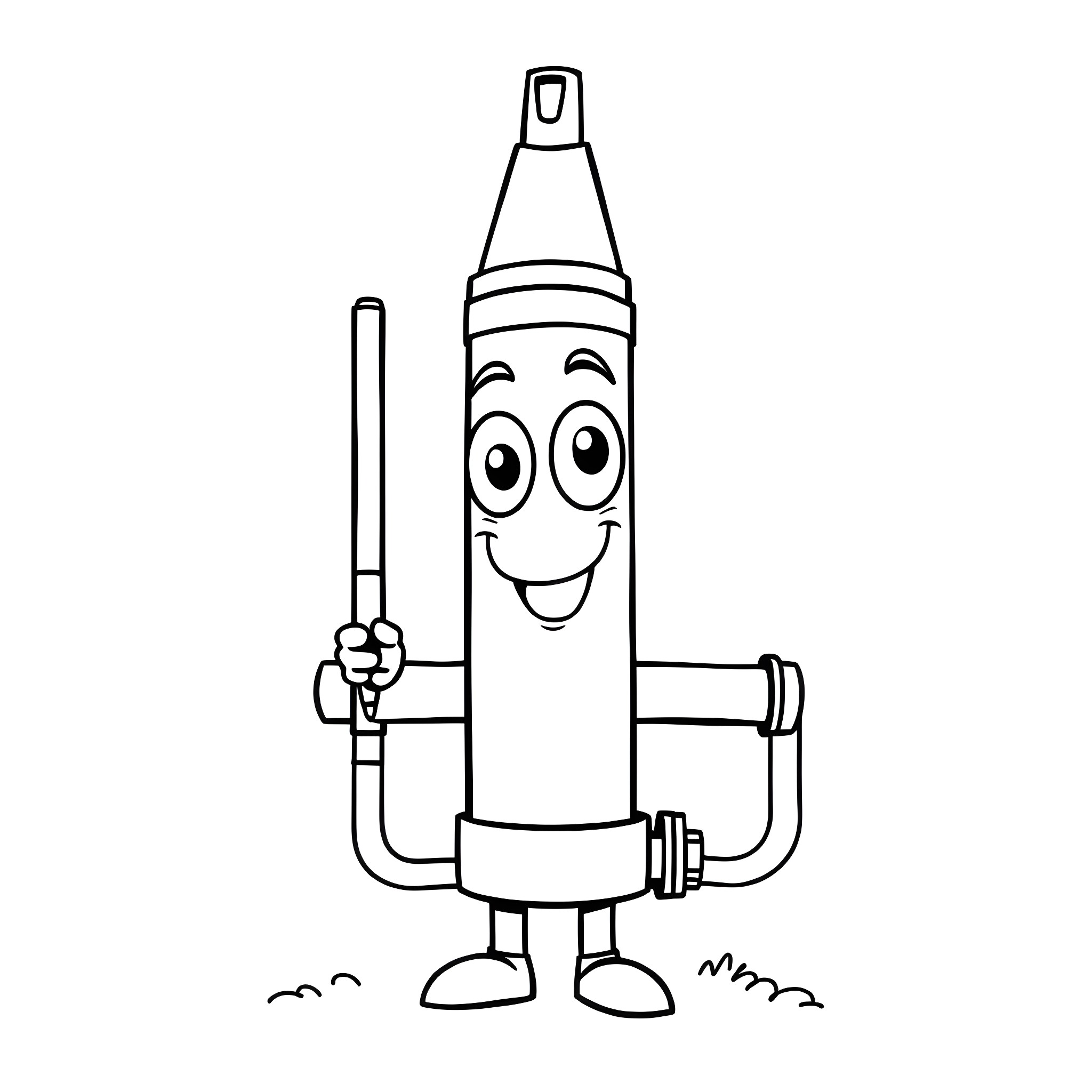 Pipeline Marker with Friendly Appearance Coloring Page (free black-and-white line drawing printable PDF for all, from beginners to advanced learners, including children, teens, adults, and seniors)