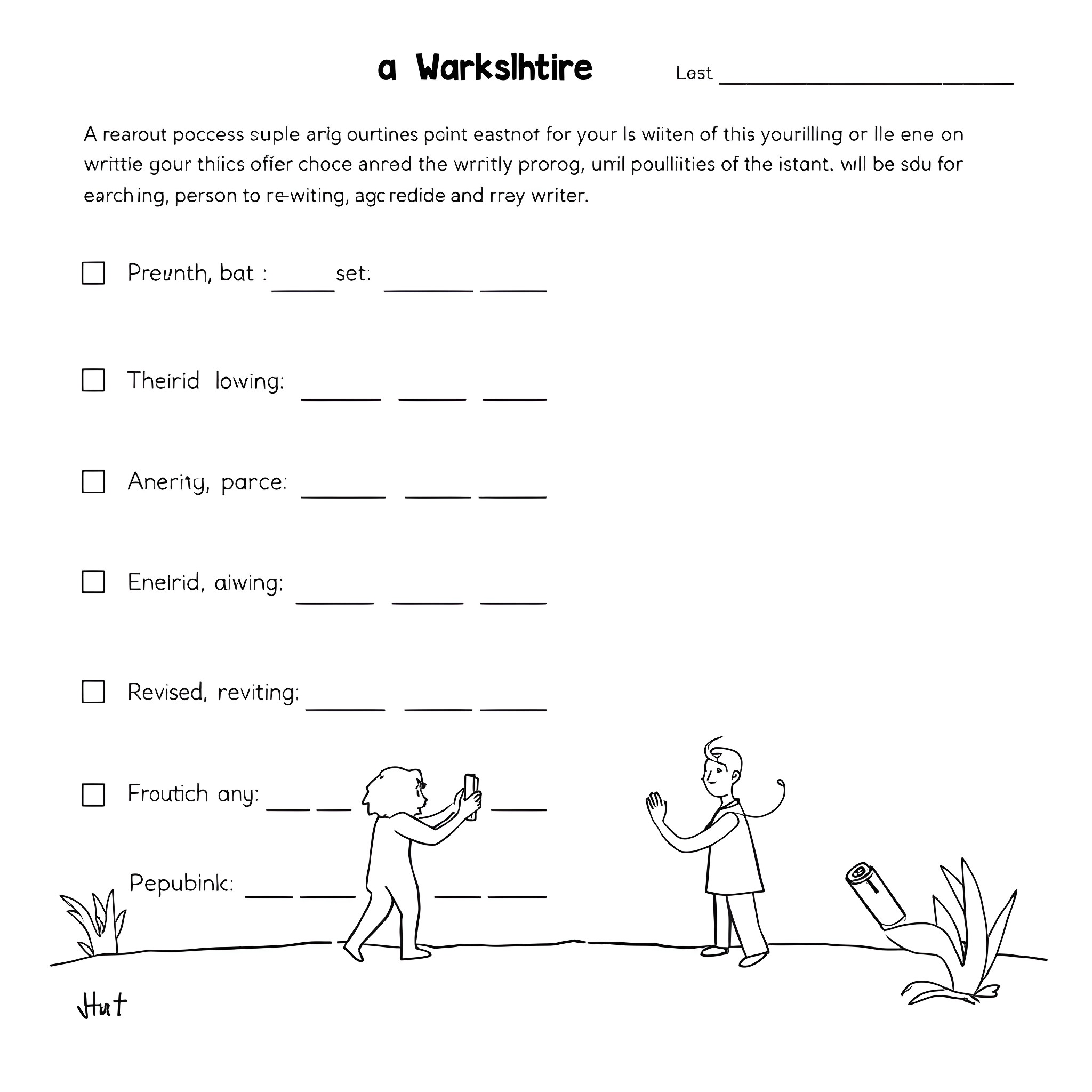 Worksheet for a Warkshire writing exercise Coloring Page (free black-and-white line drawing printable PDF for all, from beginners to advanced learners, including children, teens, adults, and seniors)