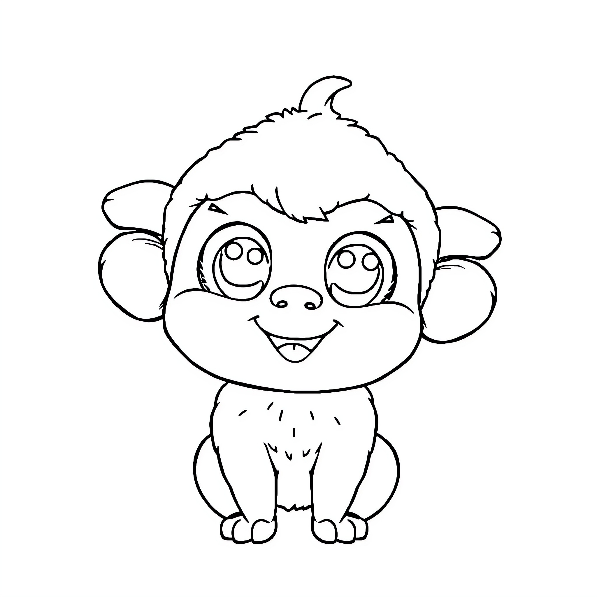 Labubu the Playful Monkey Coloring Page (free black-and-white line drawing printable PDF for all, from beginners to advanced learners, including children, teens, adults, and seniors)