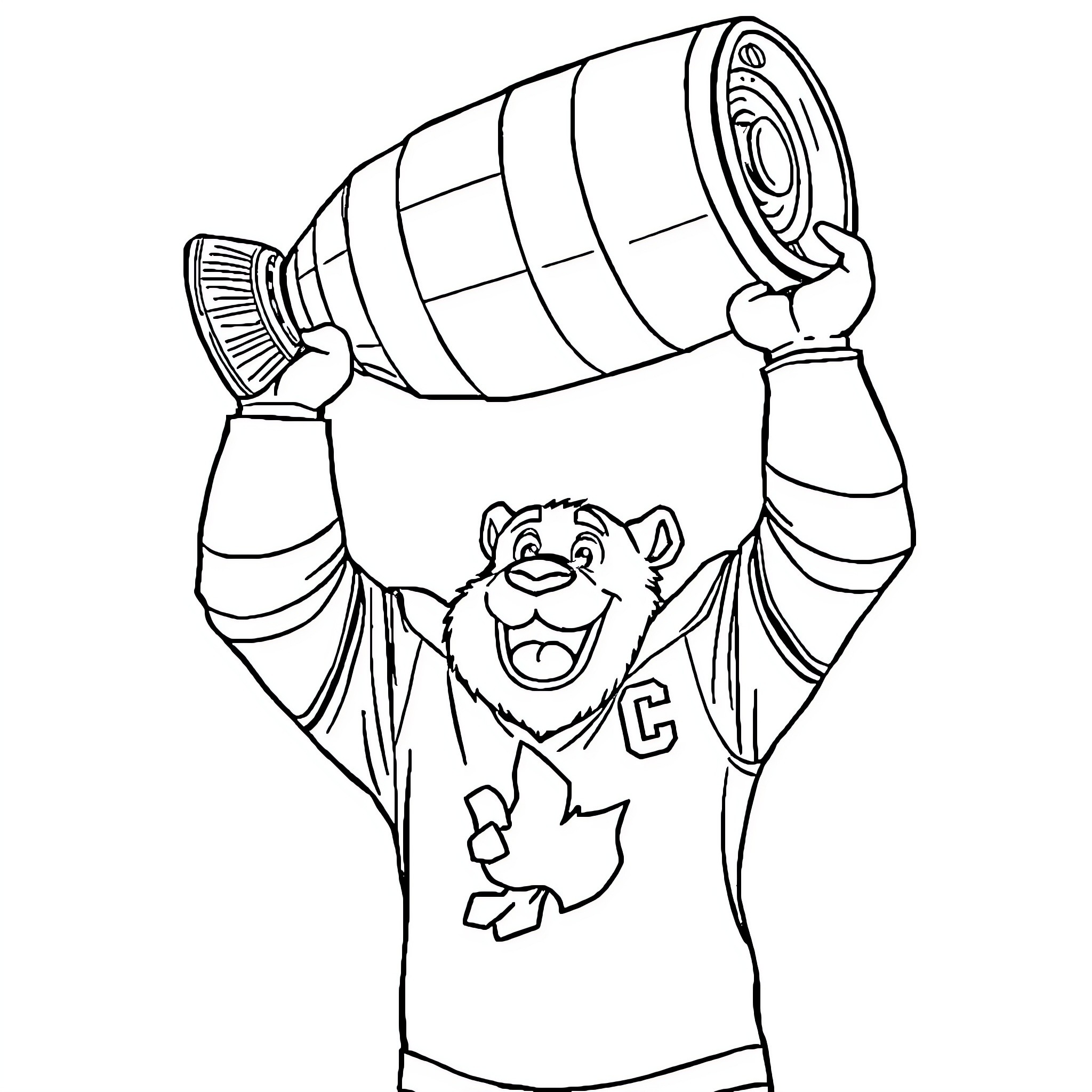 Labubu celebrating with hockey trophy Coloring Page (free black-and-white line drawing printable PDF for all, from beginners to advanced learners, including children, teens, adults, and seniors)