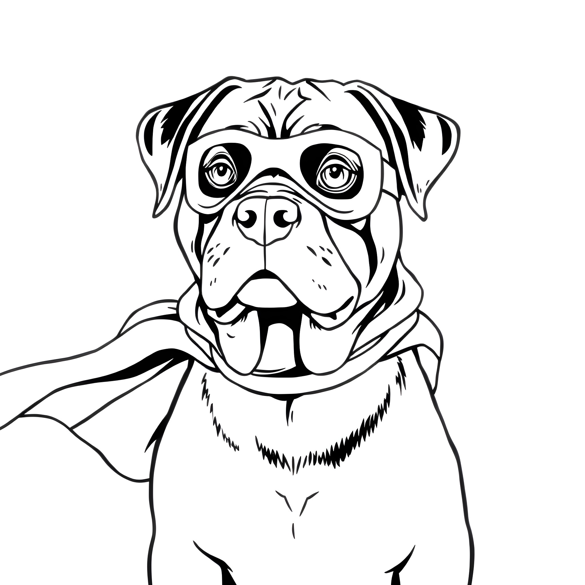 Rottweiler expressing joy and contentment Coloring Page (free black-and-white line drawing printable PDF for all, from beginners to advanced learners, including children, teens, adults, and seniors)